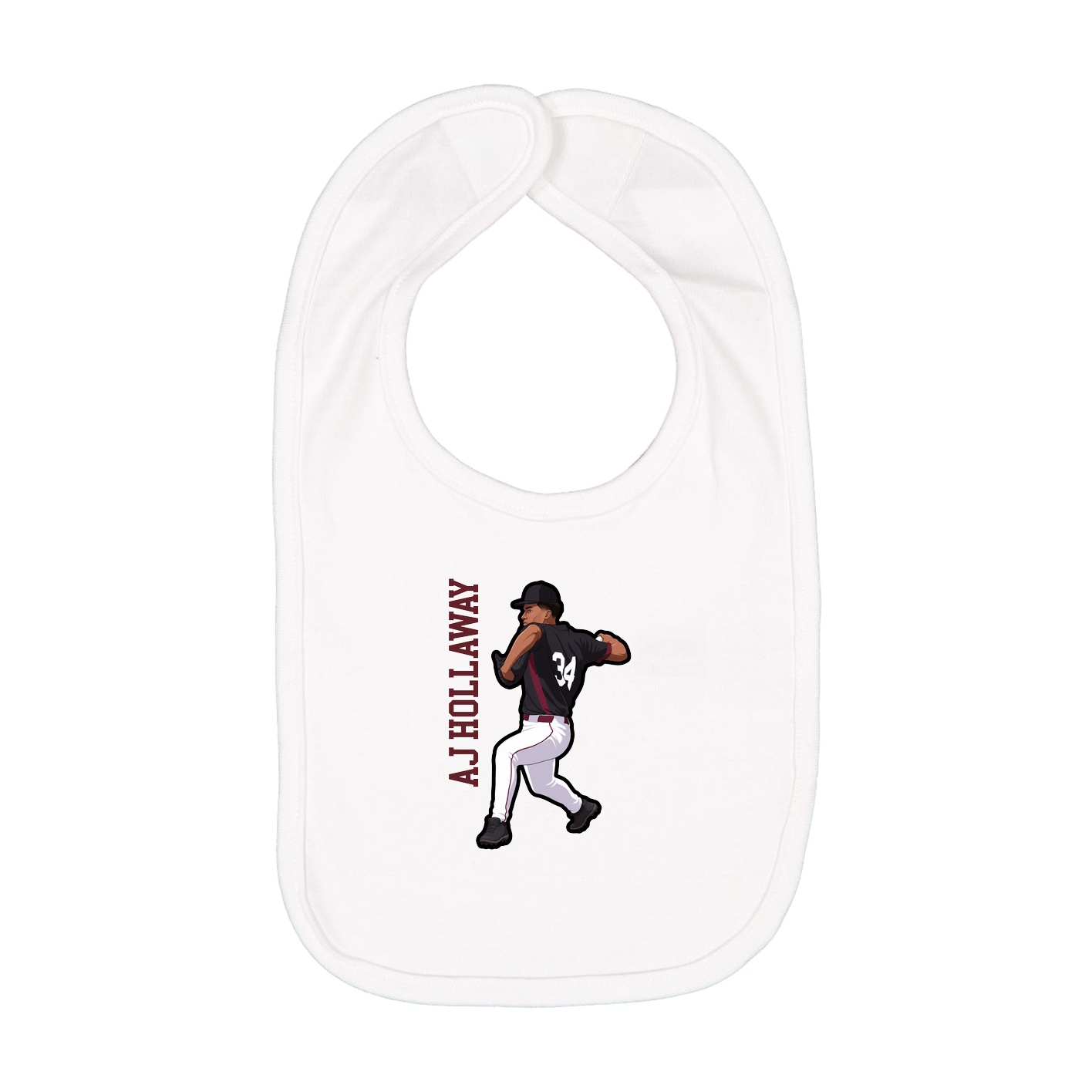 Infant Bib — Name Vertical in White