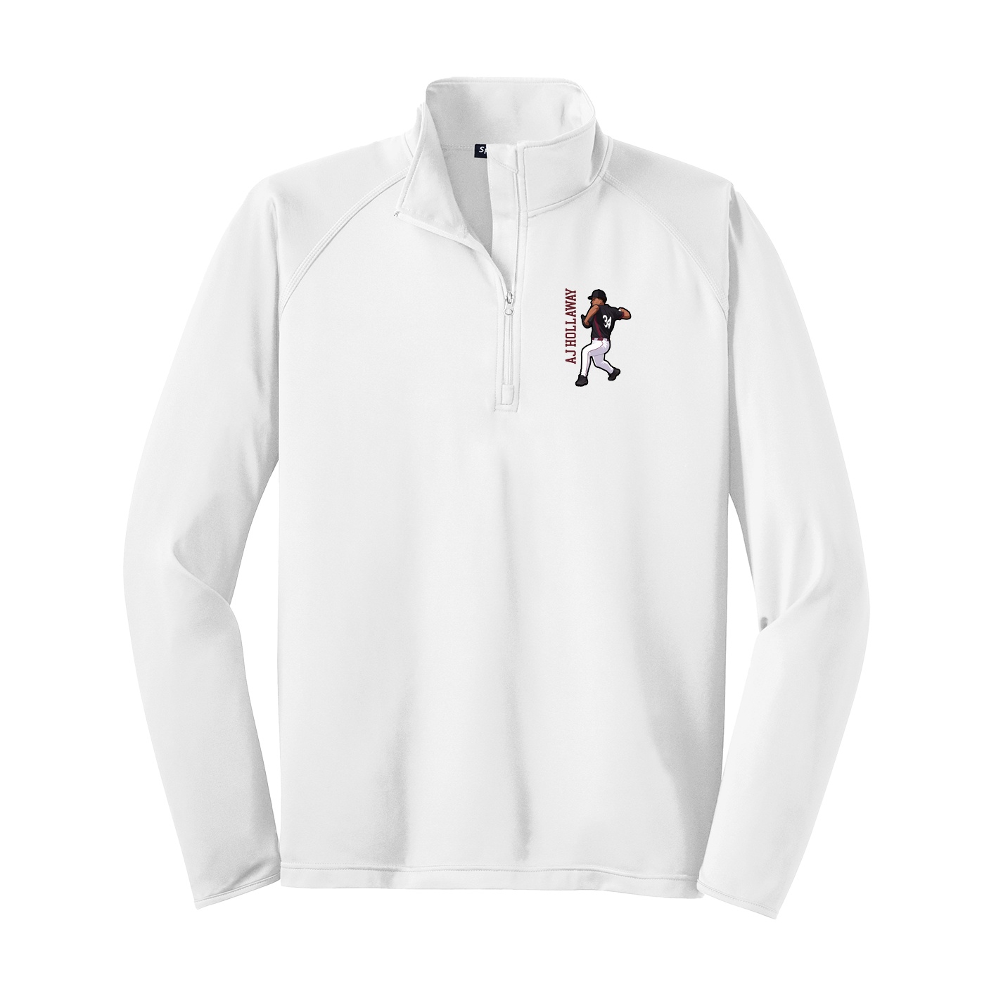 Q-Zip Pullover — Name Vertical in White