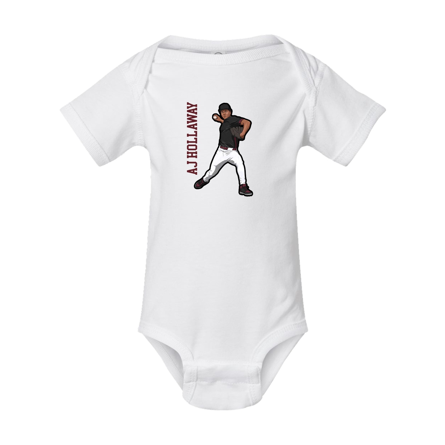 Baby Onesie — Name Vertical in White