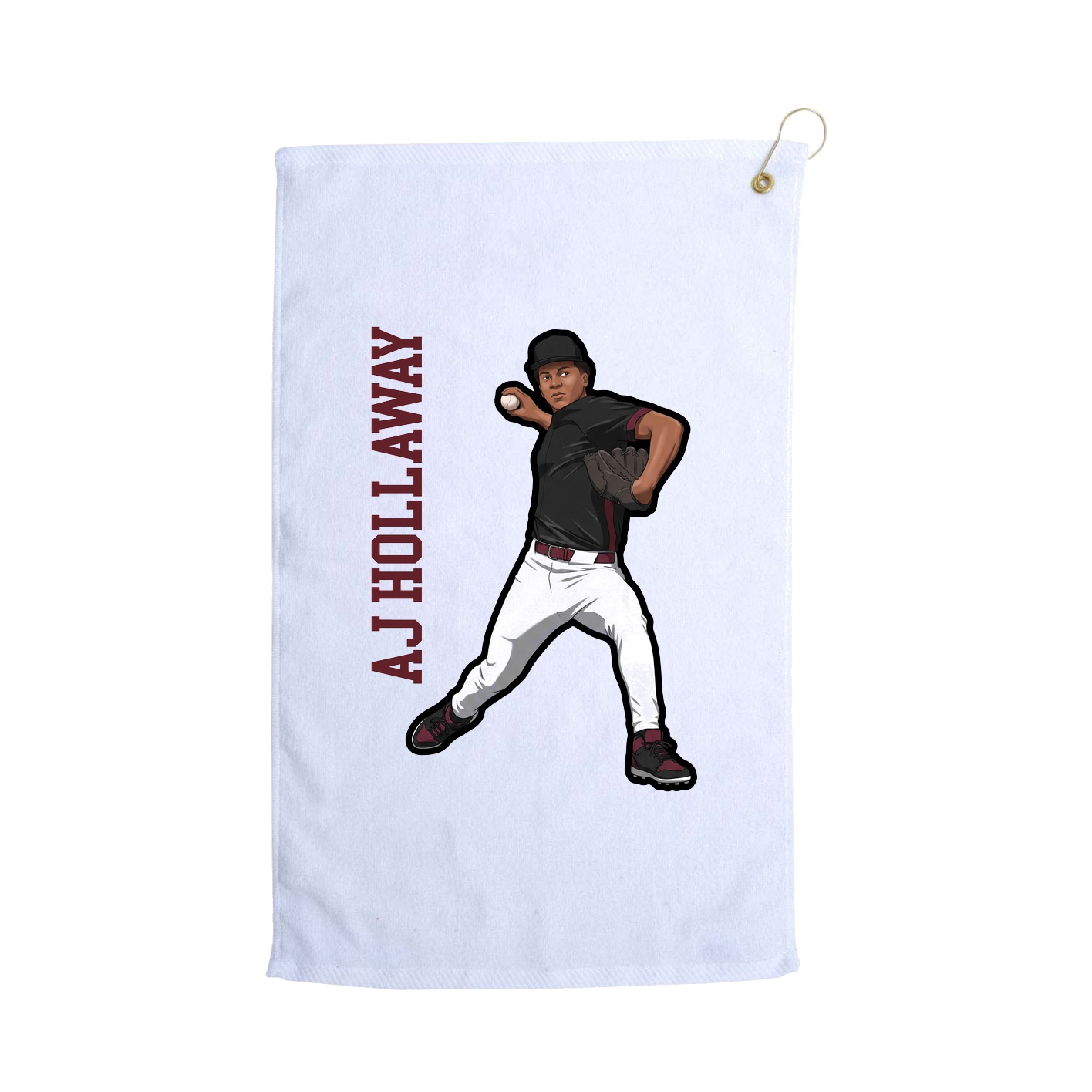 Golf Towel — Name Vertical in White