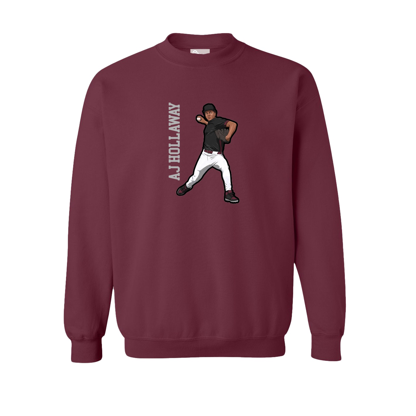 Fleece Crew — Name Vertical in Maroon
