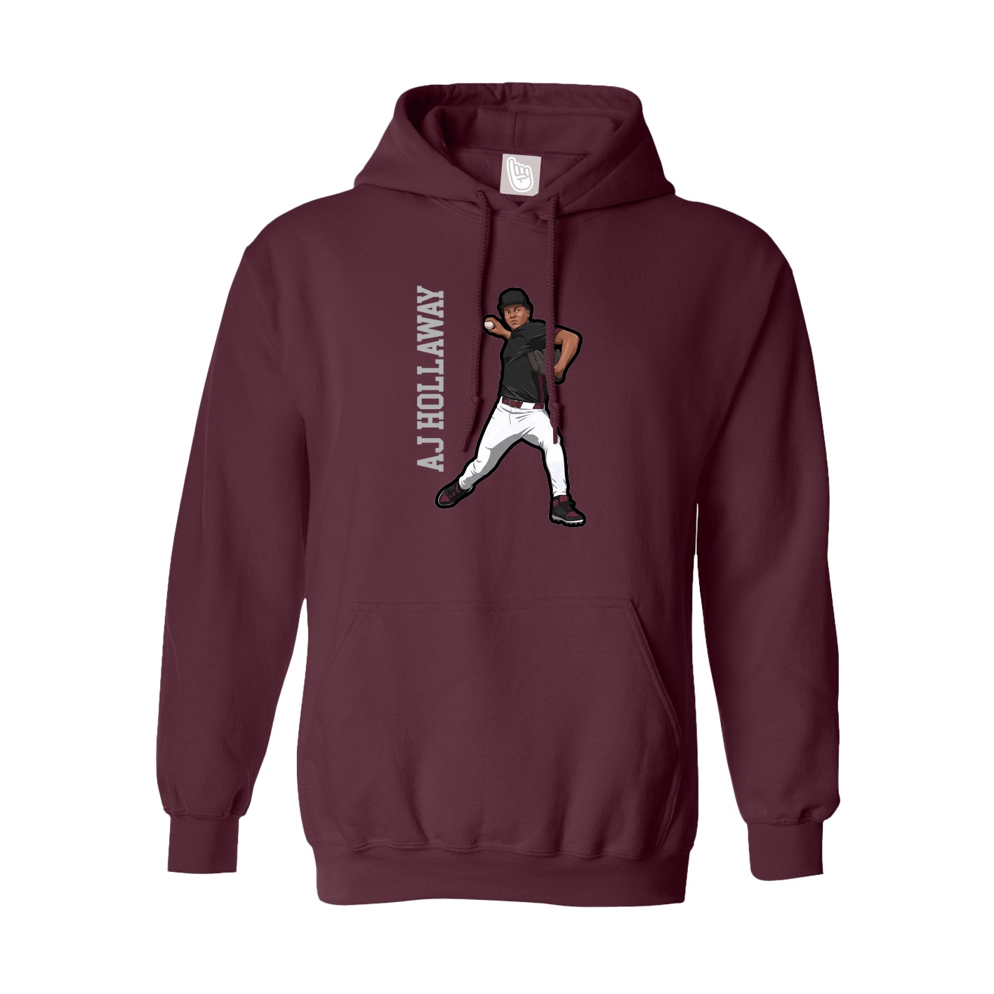 Youth Hoodie — Name Vertical in Maroon
