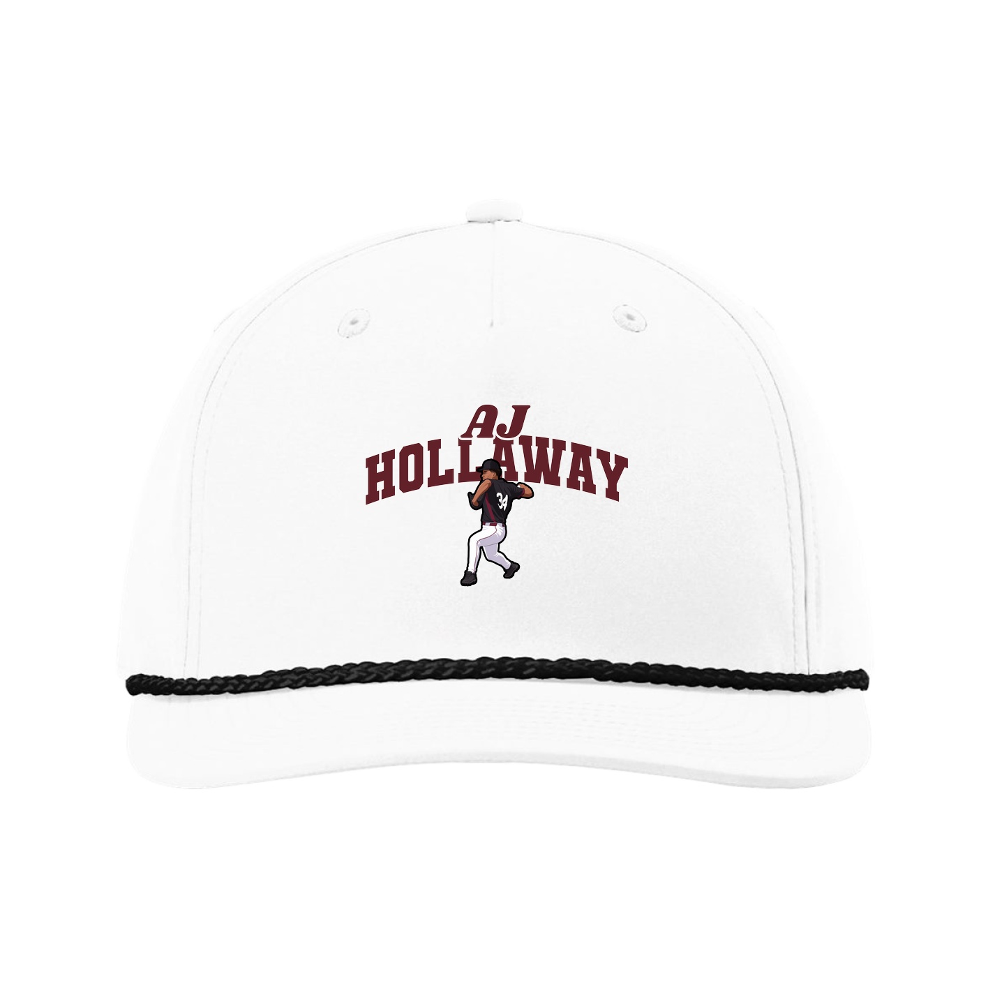 Five-Panel Classic Rope Cap — Signature Arch in White