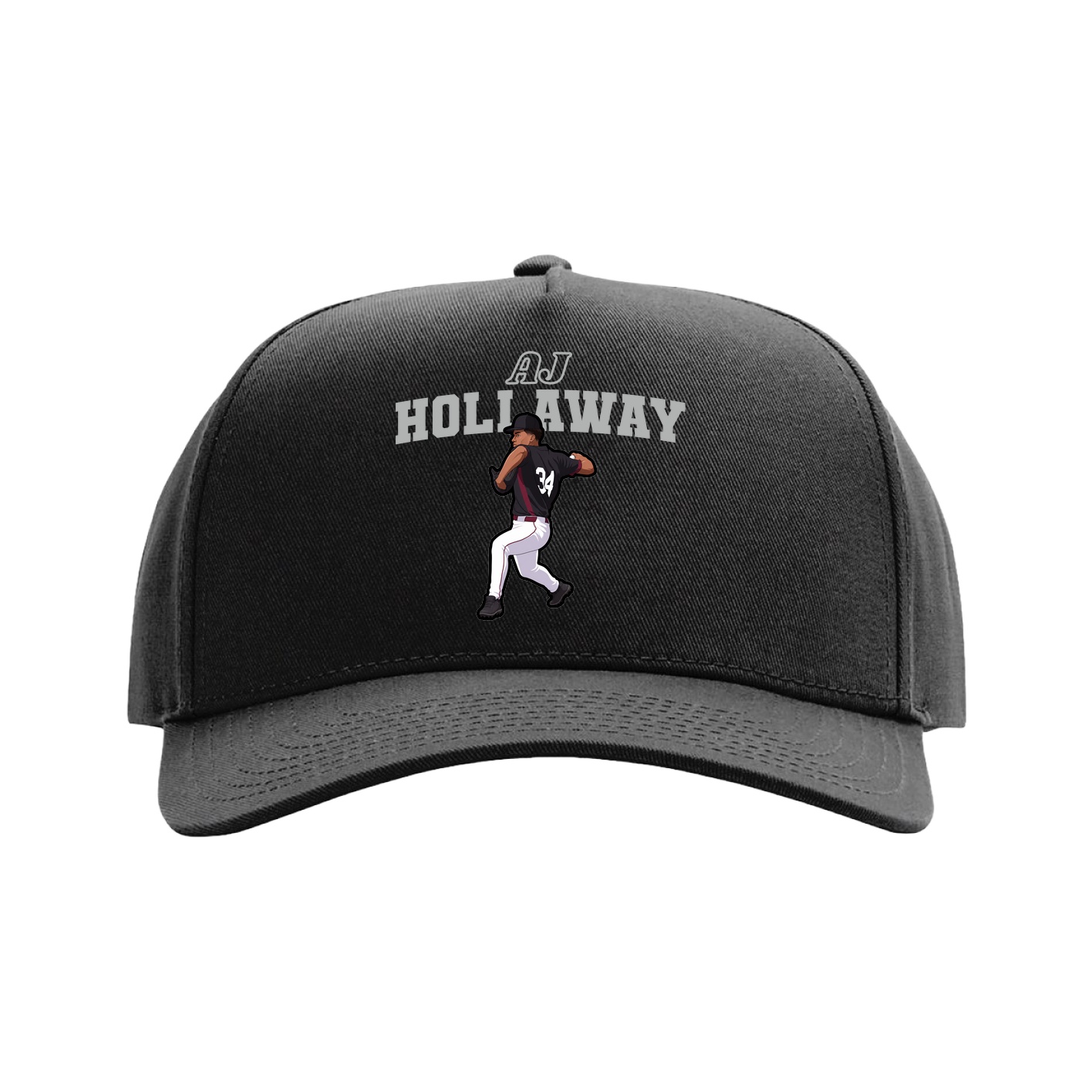 Full Fabric Five-Panel Champ Cap — Name Arch in Black