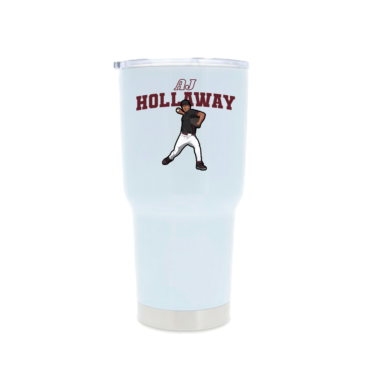 30oz Stainless Steel Tumbler — Name Arch in White