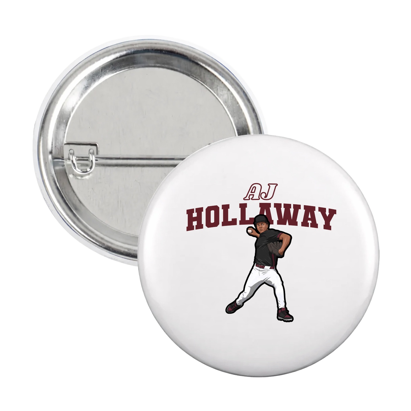 Game Day Button — Name Arch in White