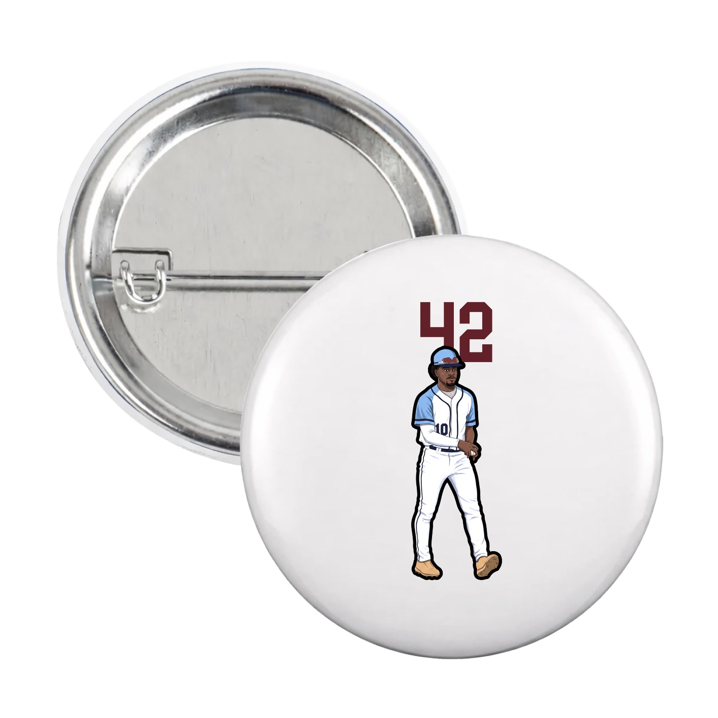 Game Day Button — Number Top in White