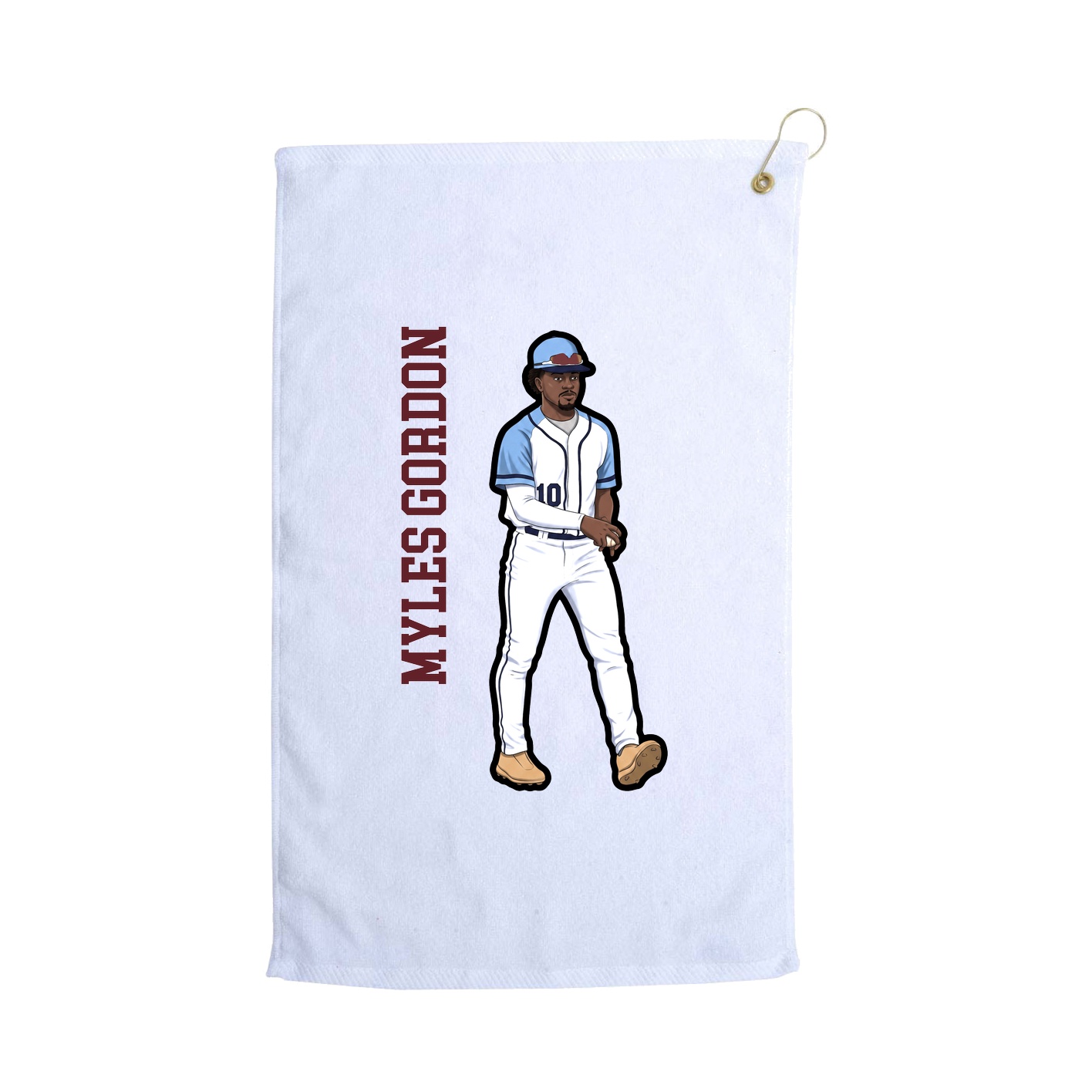 Golf Towel — Name Vertical in White