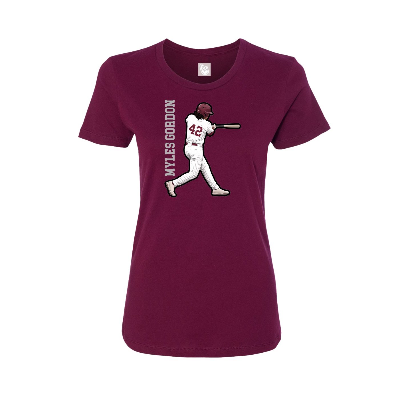 Fitted Women's Tee — Name Vertical in Maroon
