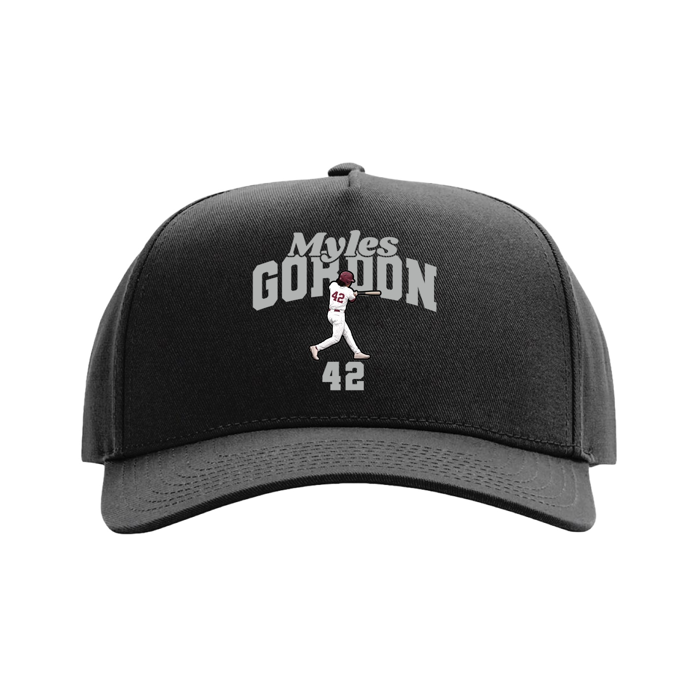 Full Fabric Five-Panel Champ Cap — Signature Arch in Black