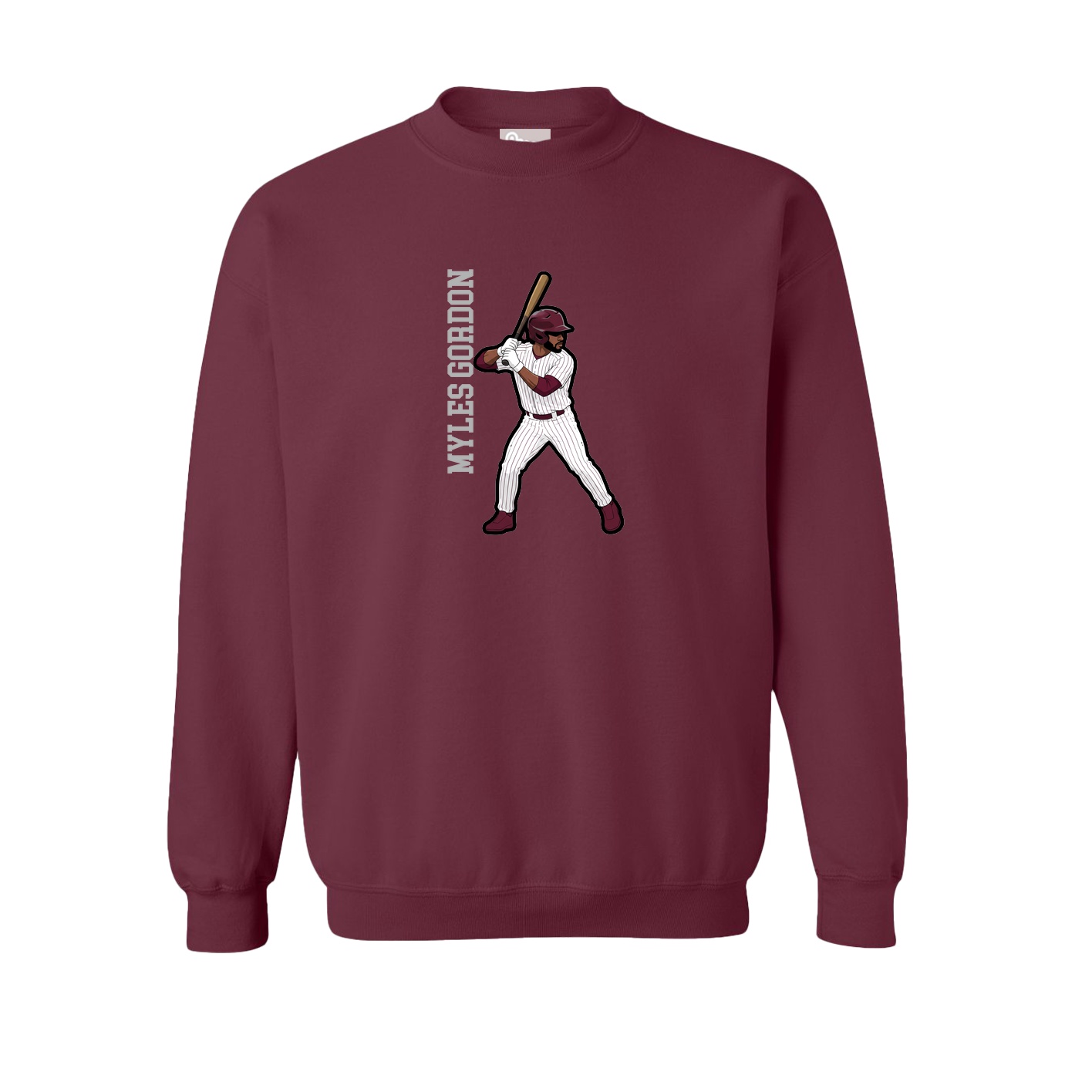 Fleece Crew — Name Vertical in Maroon