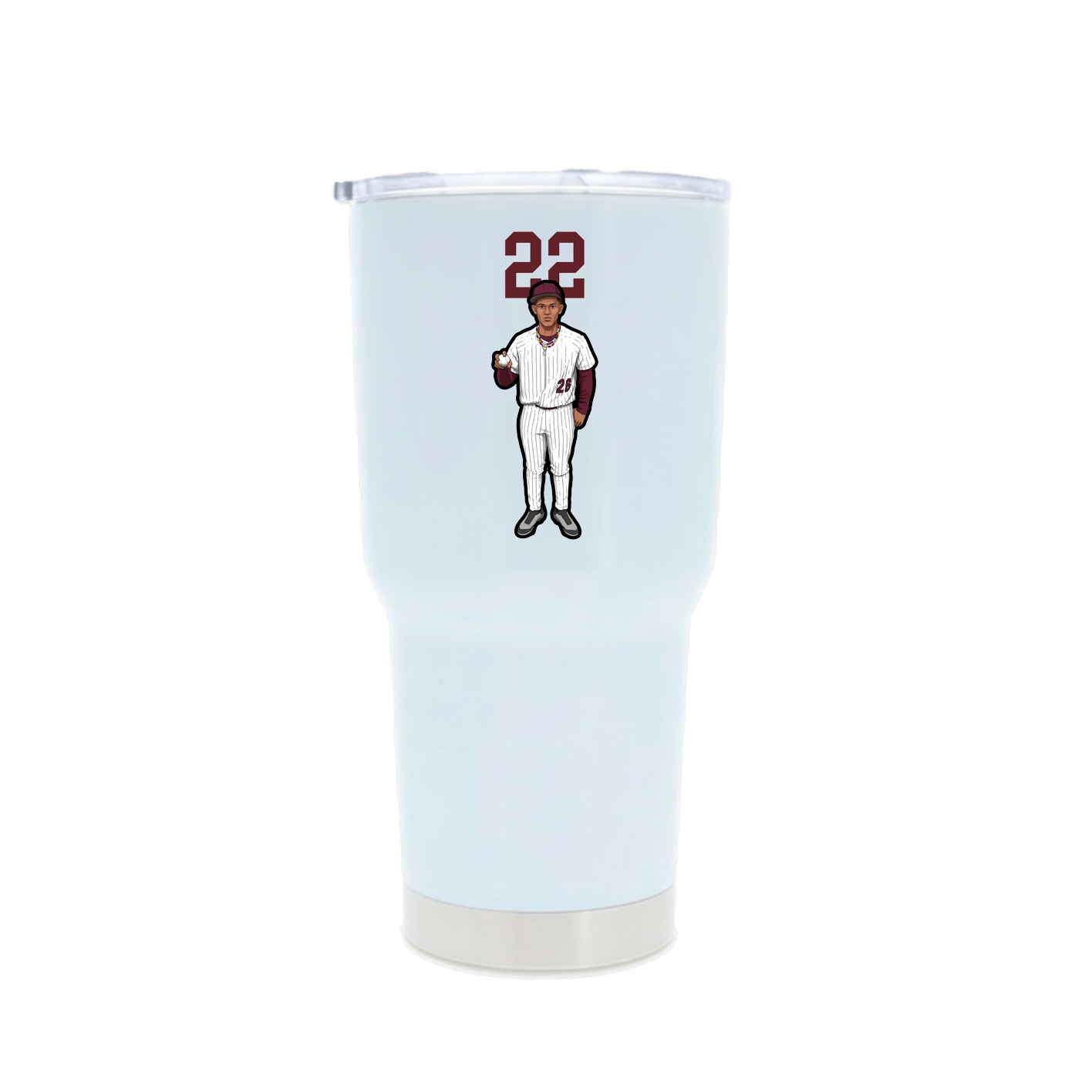 30oz Stainless Steel Tumbler — Number Top in White