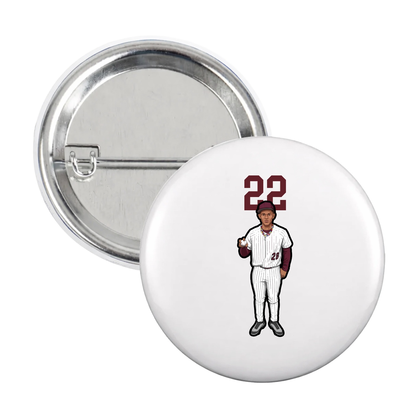 Game Day Button — Number Top in White