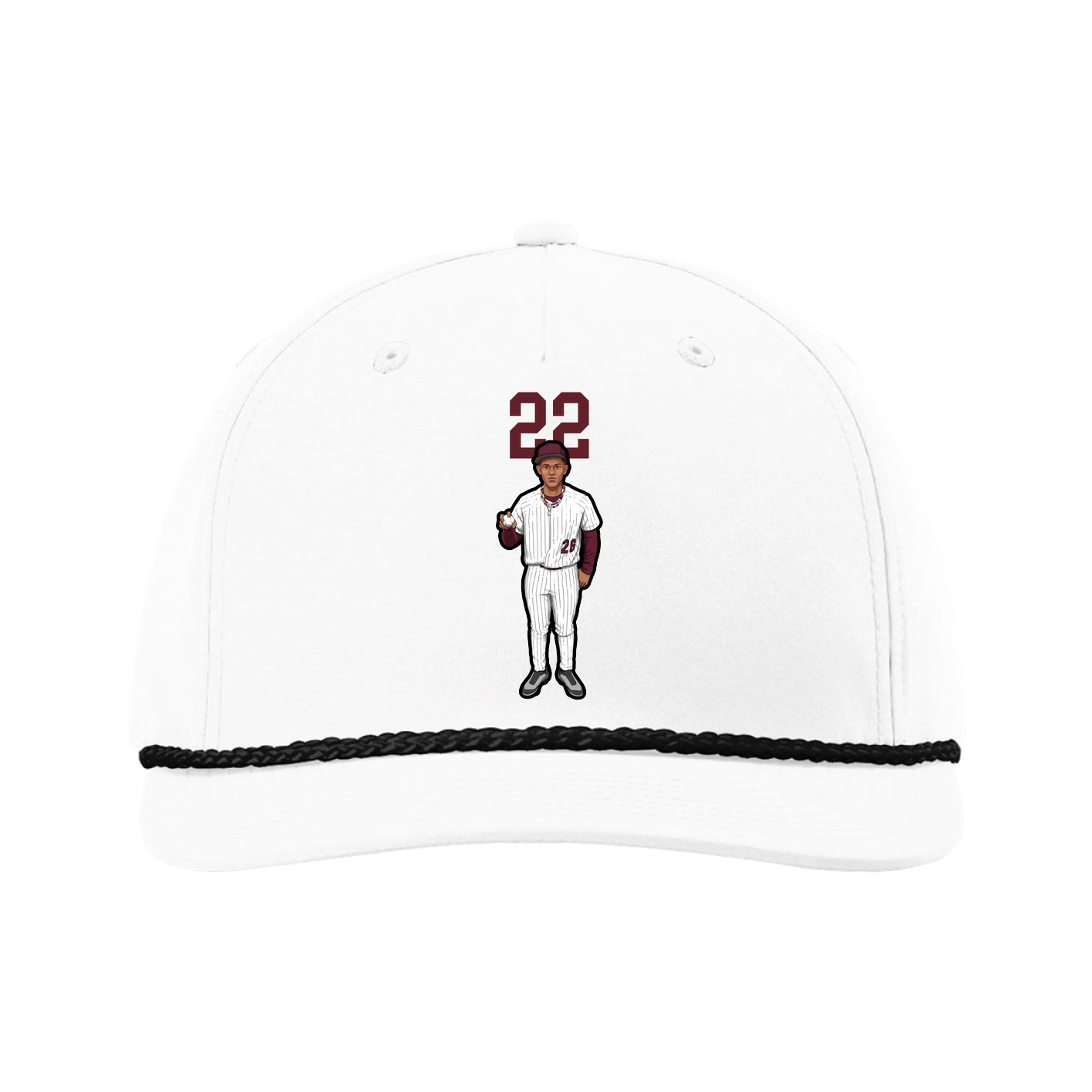 Five-Panel Classic Rope Cap — Number Top in White