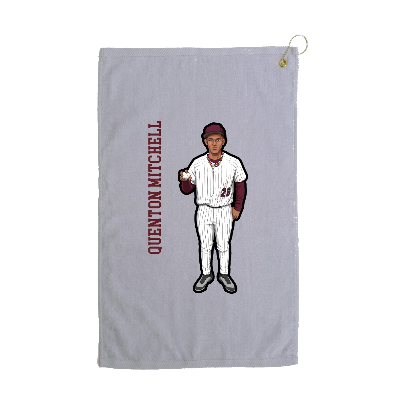 Golf Towel — Name Vertical in Grey
