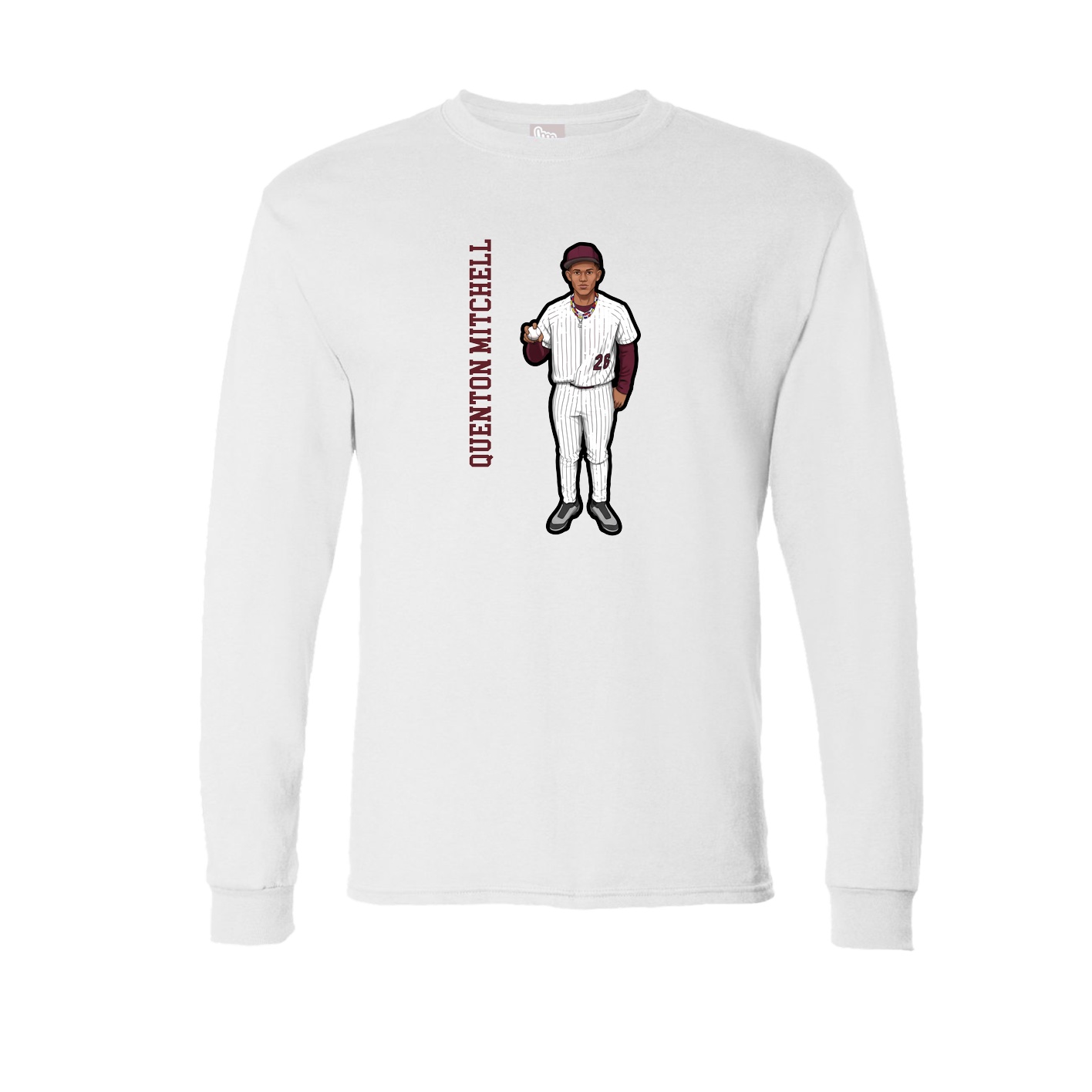 Long Sleeve Tee — Name Vertical in White