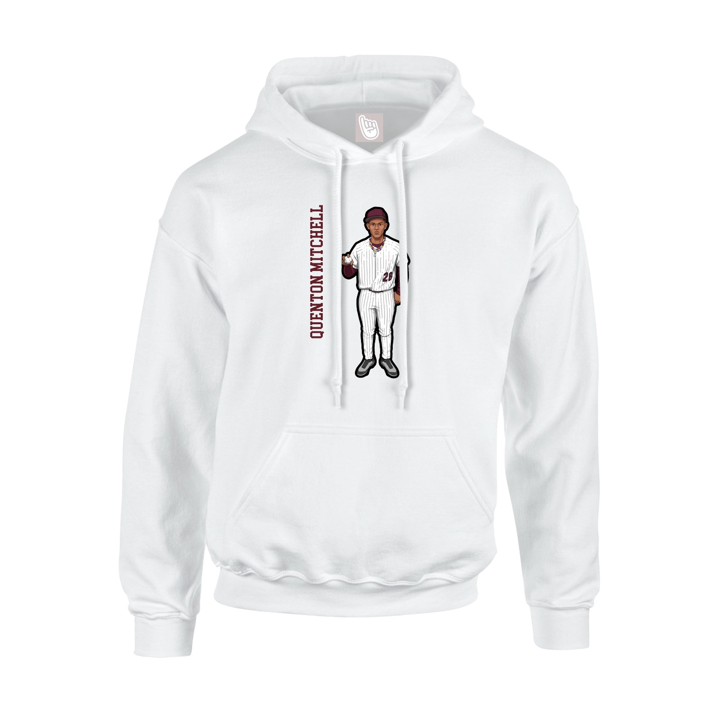 Youth Hoodie — Name Vertical in White