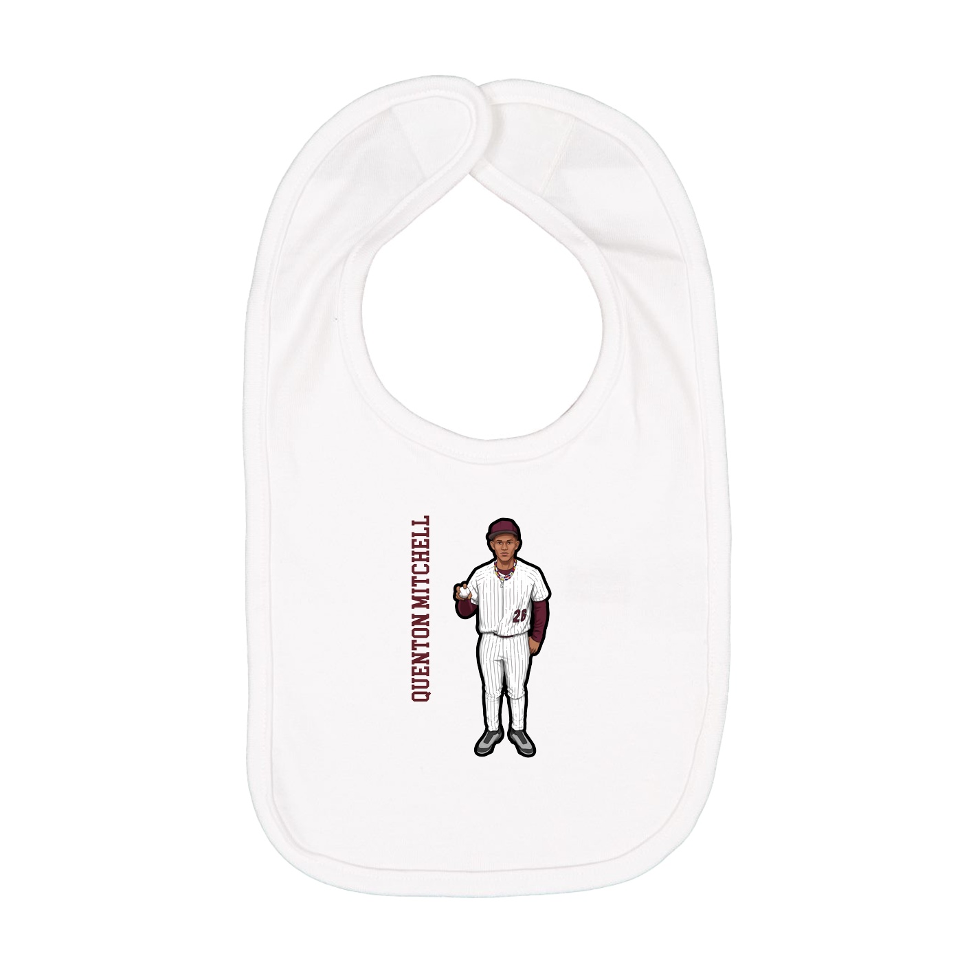 Infant Bib — Name Vertical in White