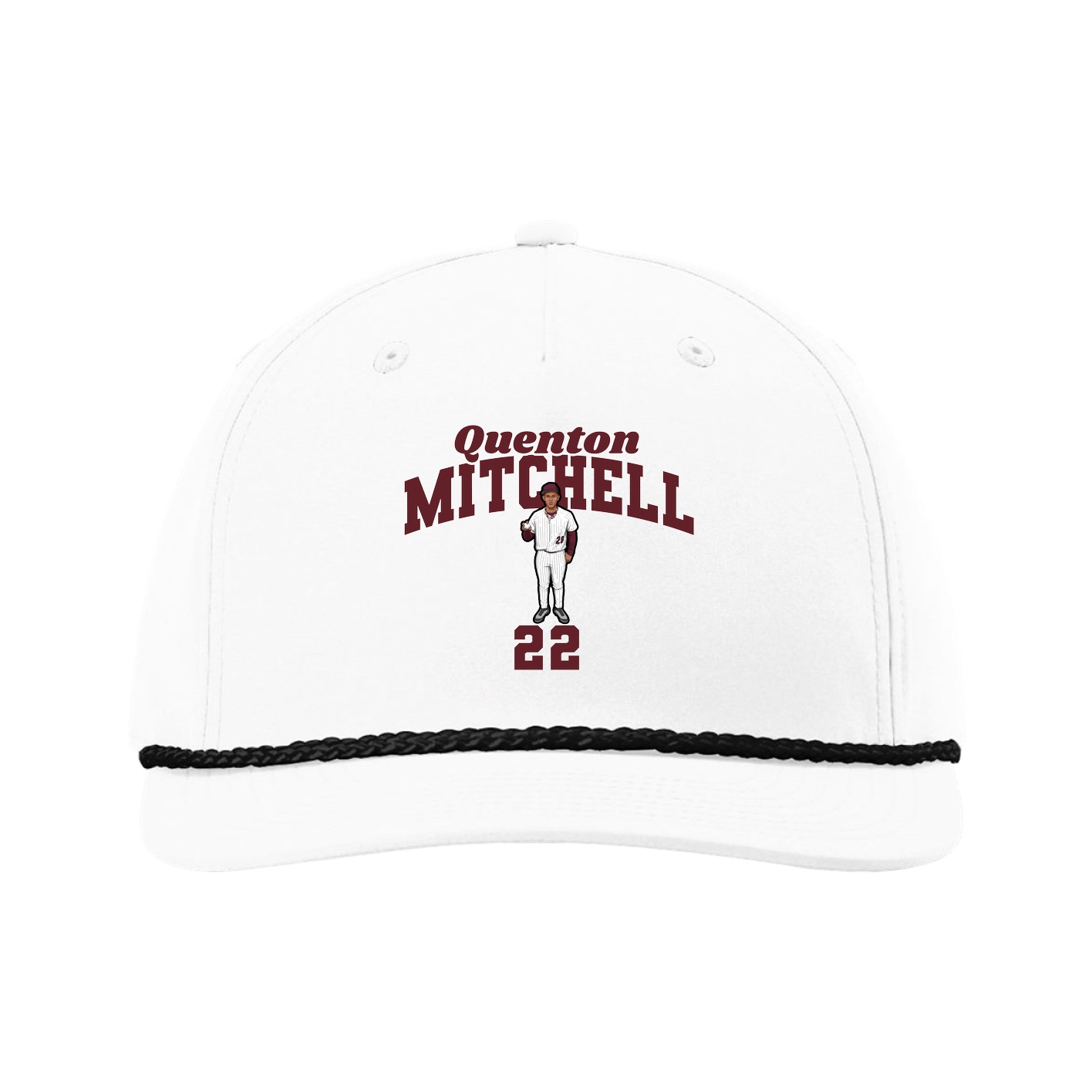 Five-Panel Classic Rope Cap — Signature Arch in White