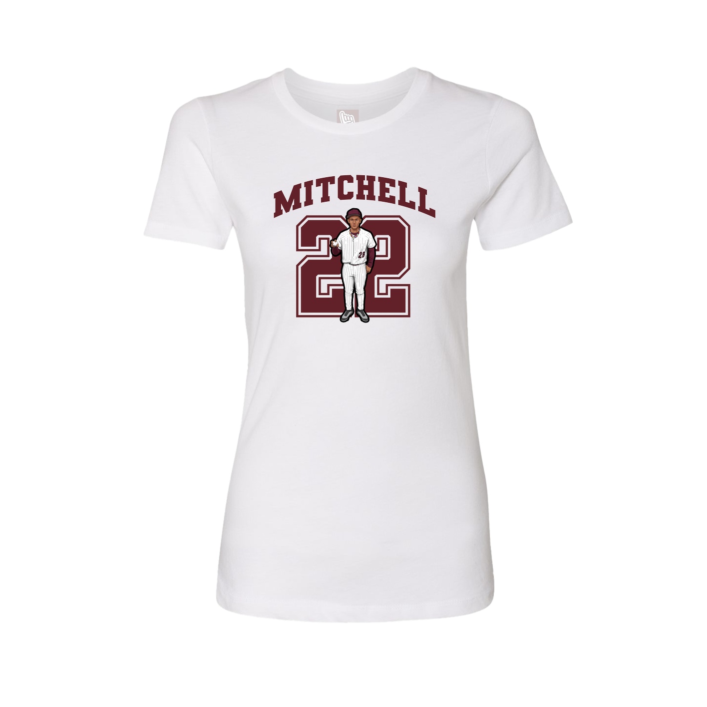 Fitted Women's Tee — Number in White