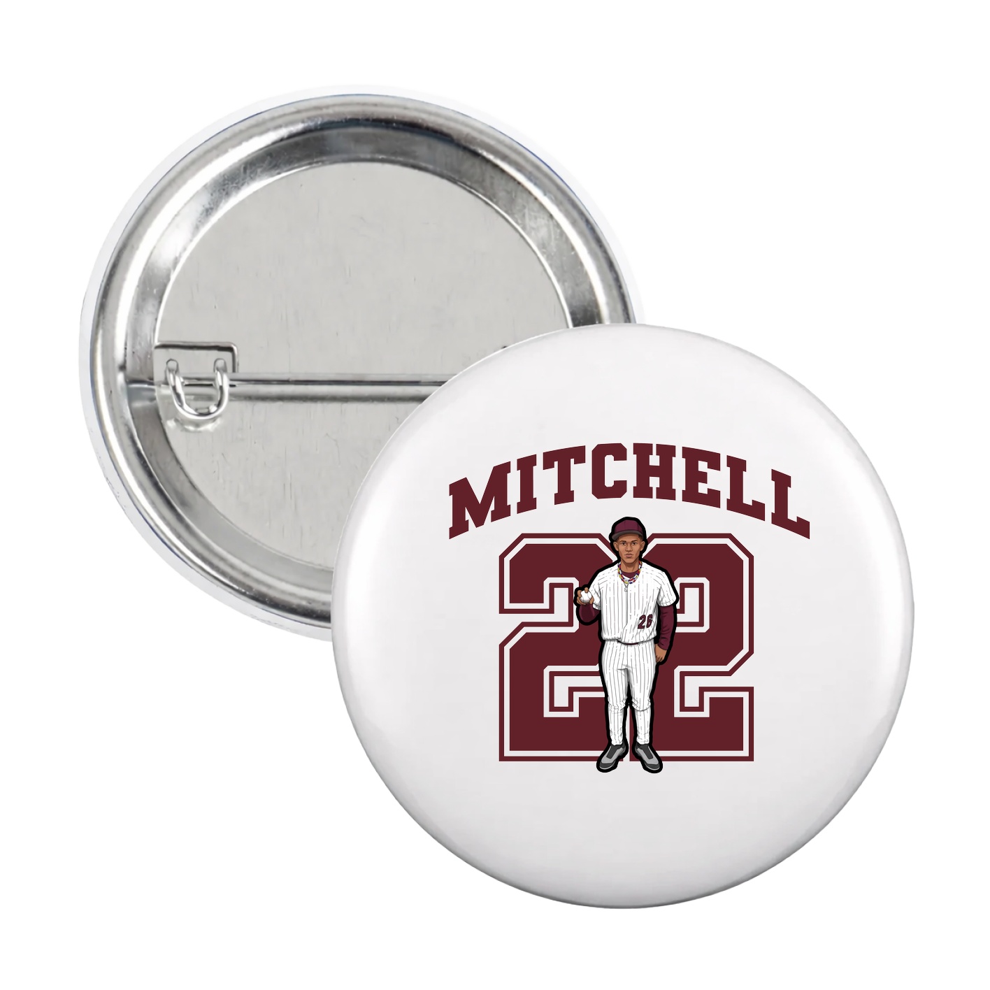 Game Day Button — Number in White