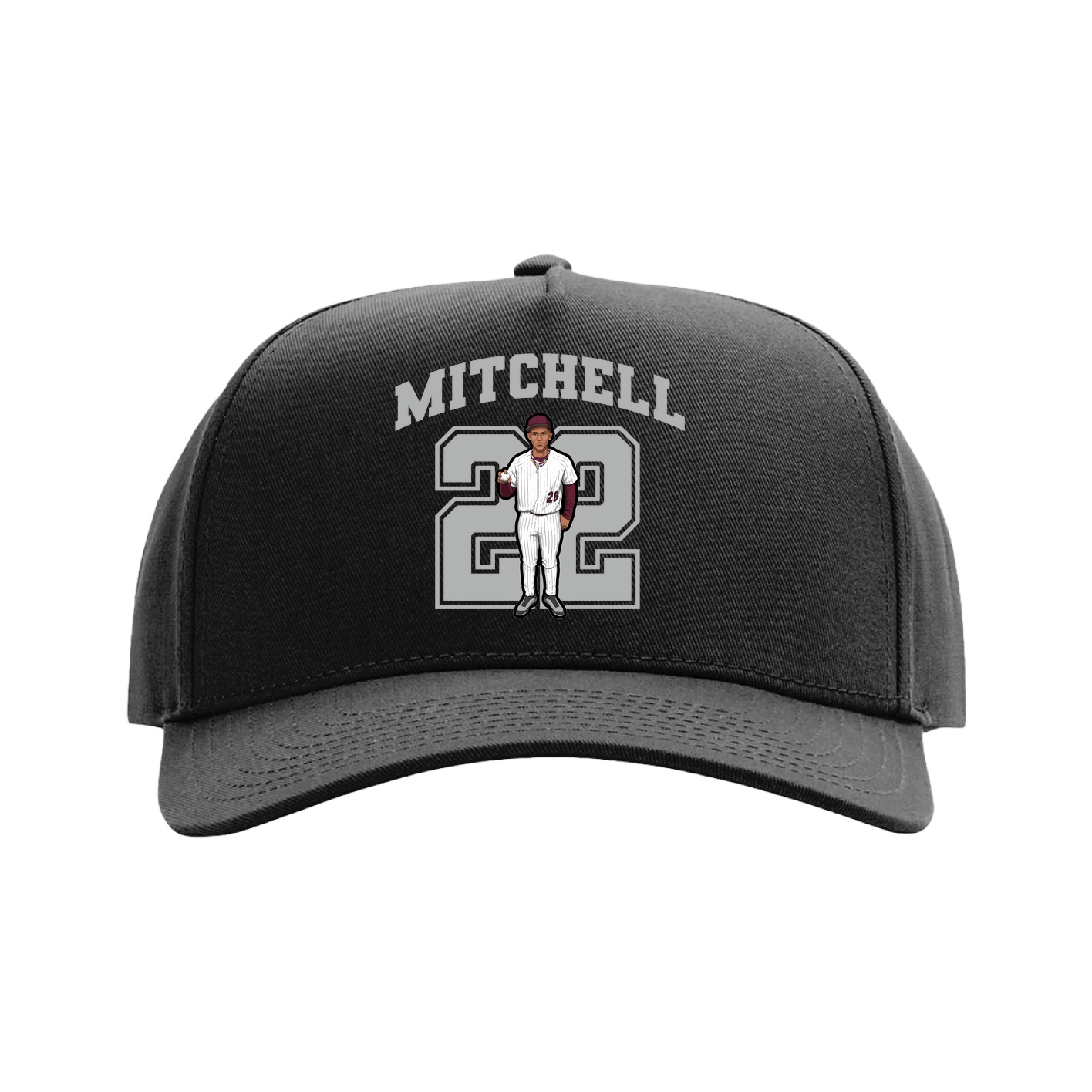 Full Fabric Five-Panel Champ Cap — Number in Black
