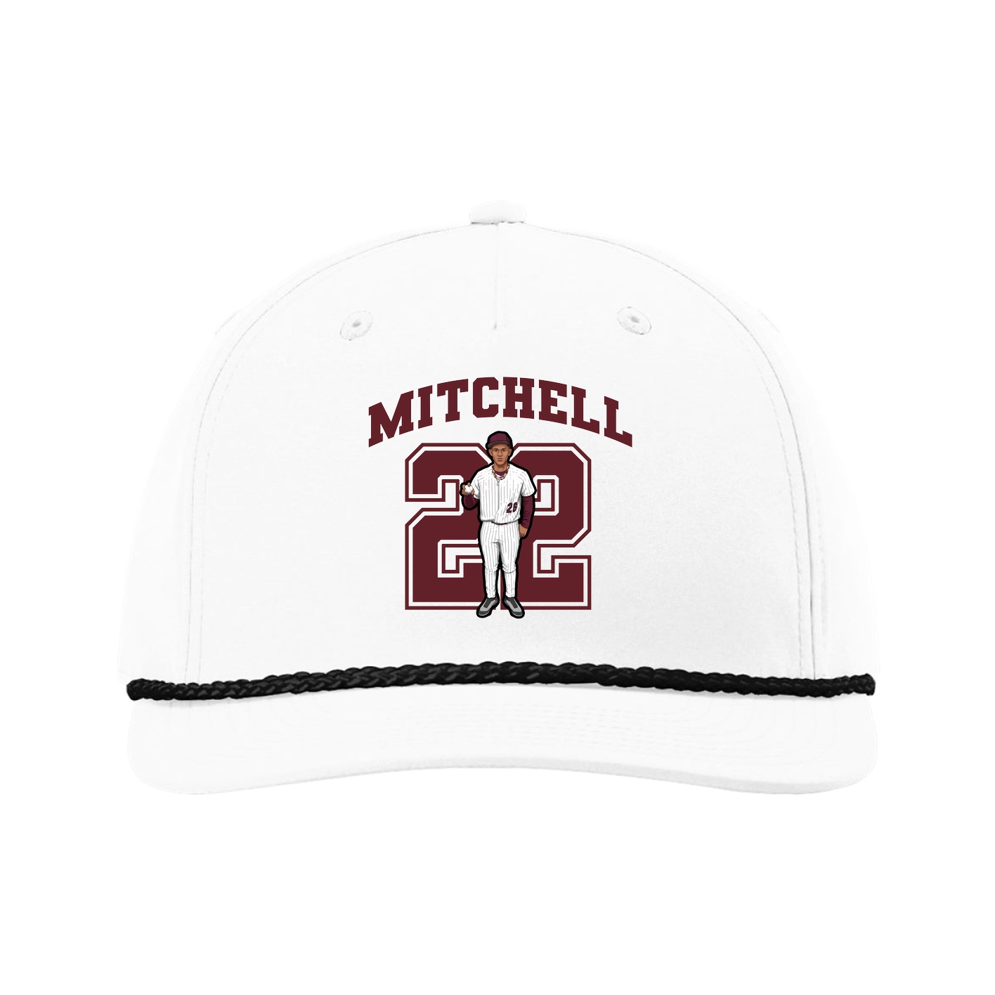 Five-Panel Classic Rope Cap — Number in White
