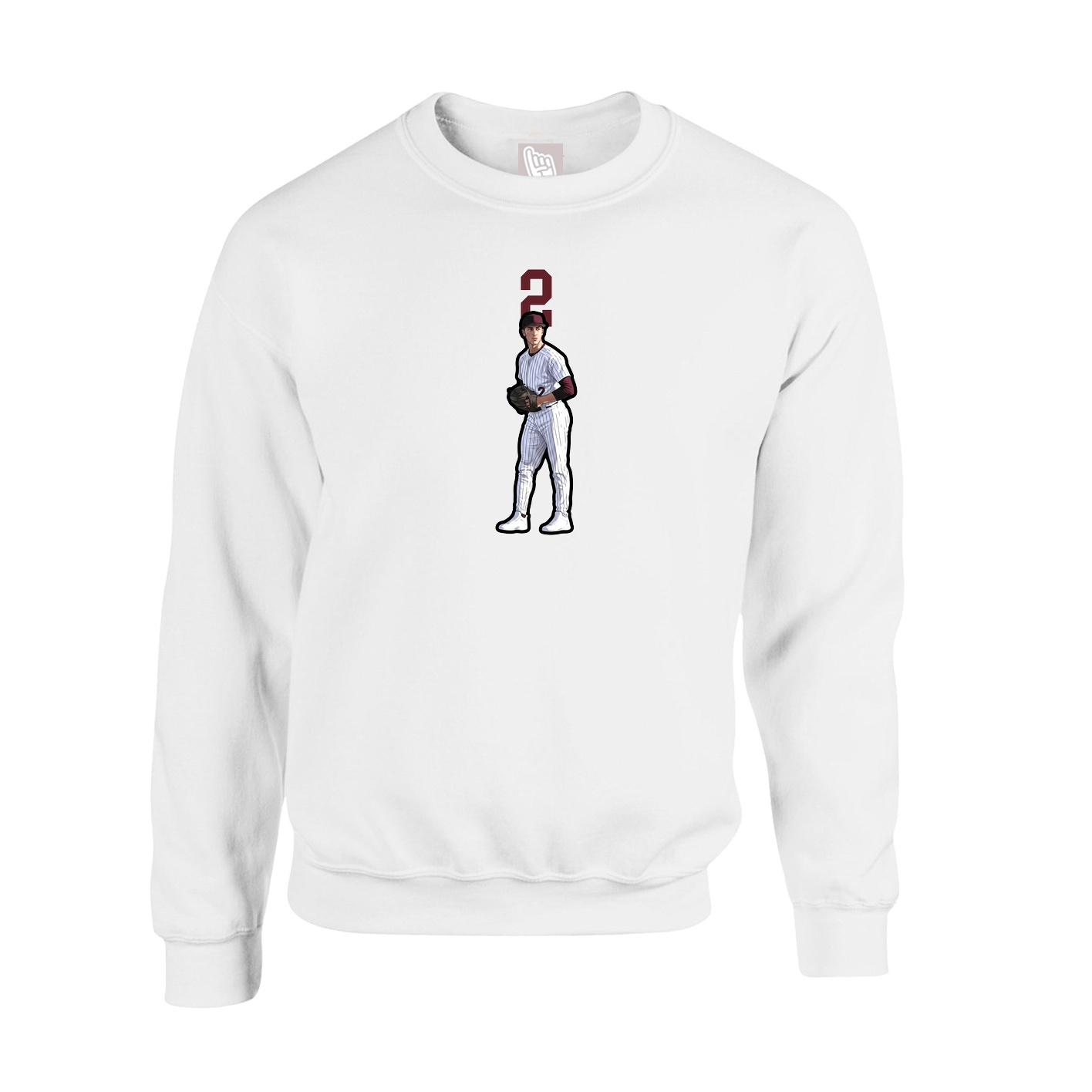 Fleece Crew — Number Top in White