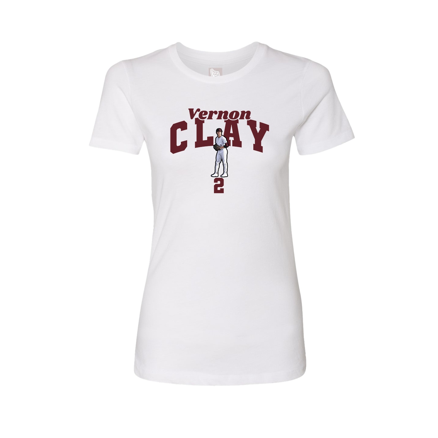 Fitted Women's Tee — Signature Arch in White