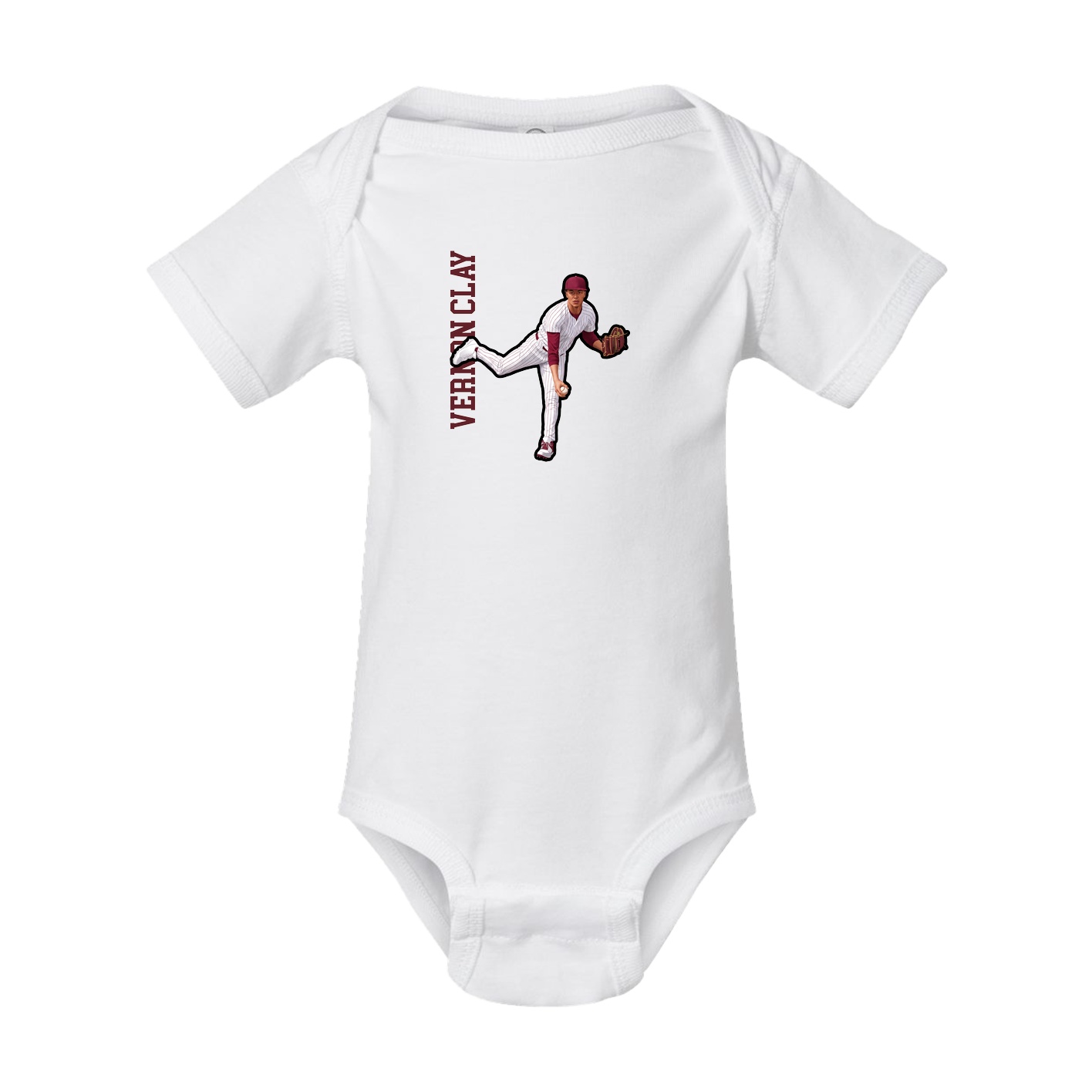 Baby Onesie — Name Vertical in White