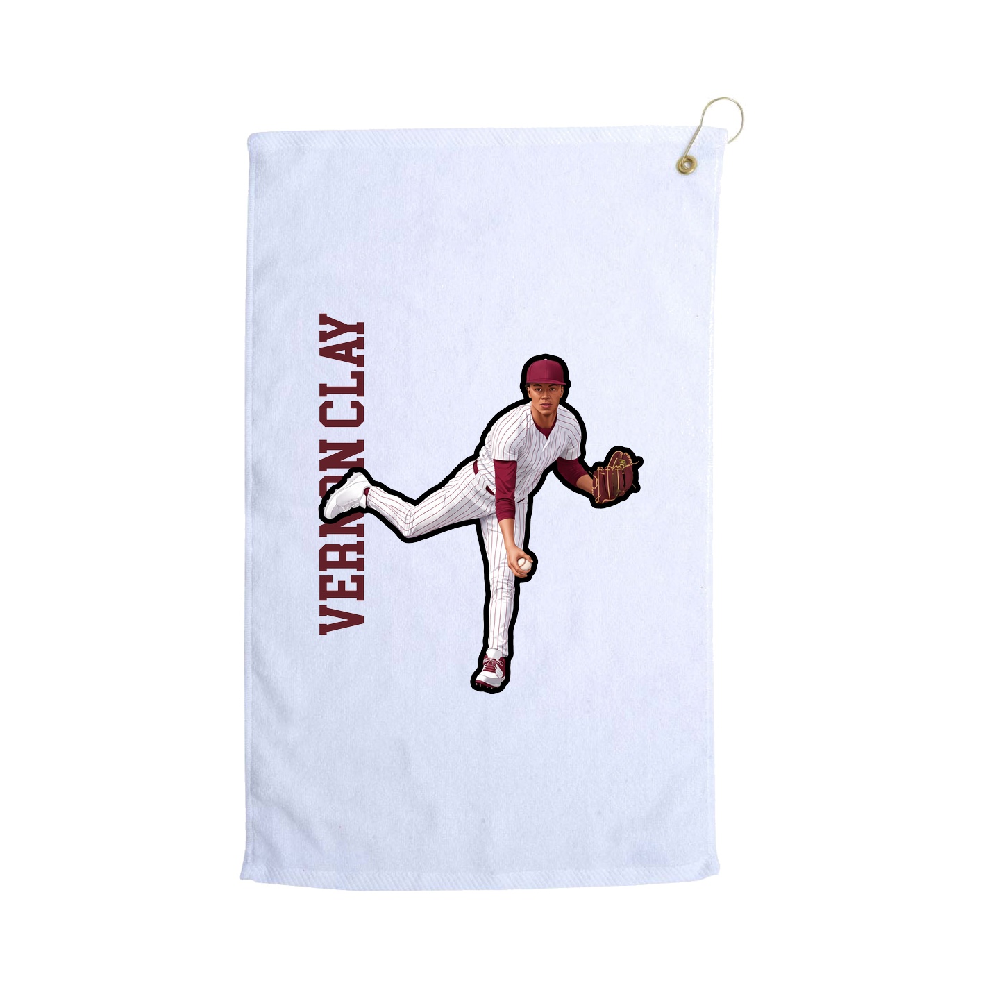 Golf Towel — Name Vertical in White