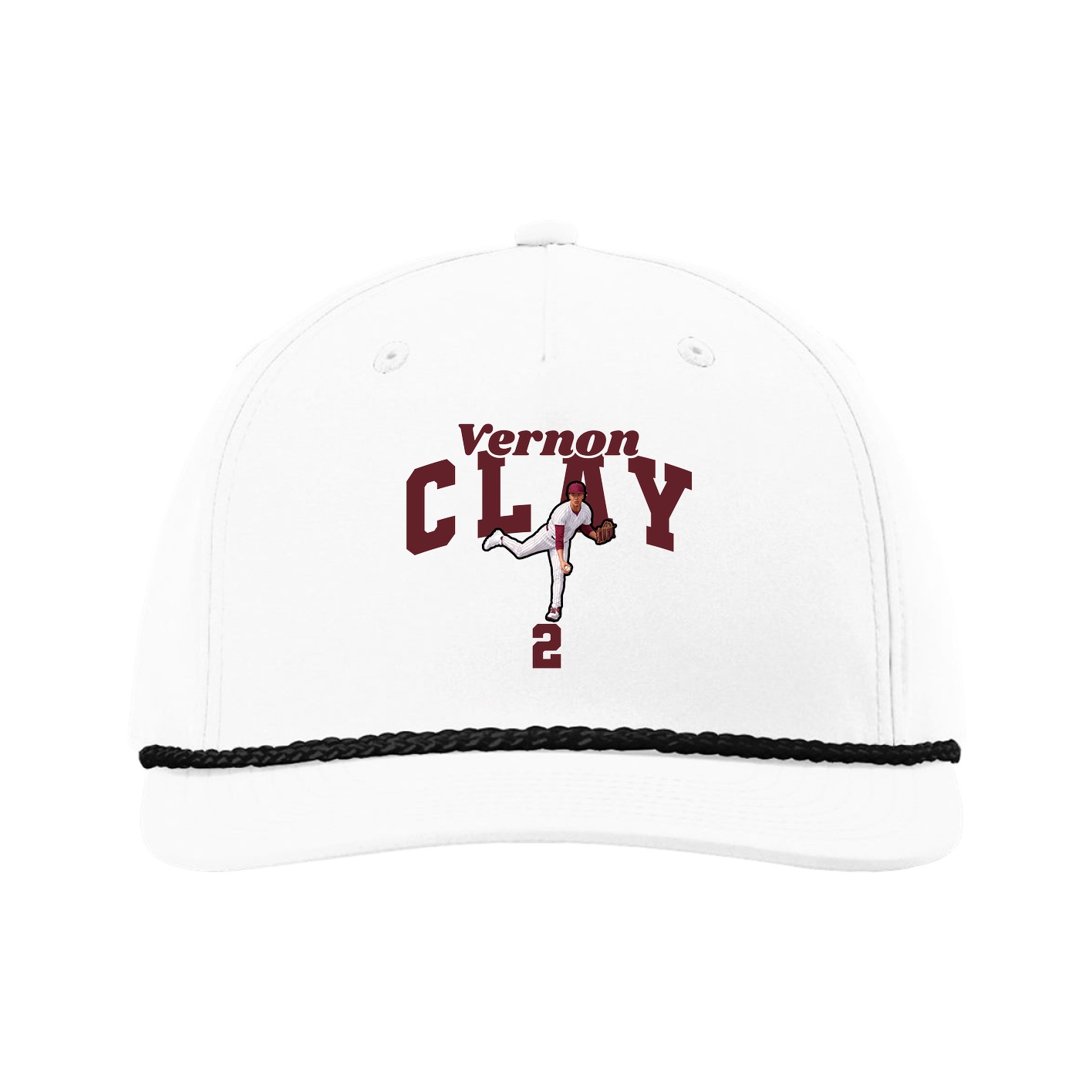 Five-Panel Classic Rope Cap — Signature Arch in White