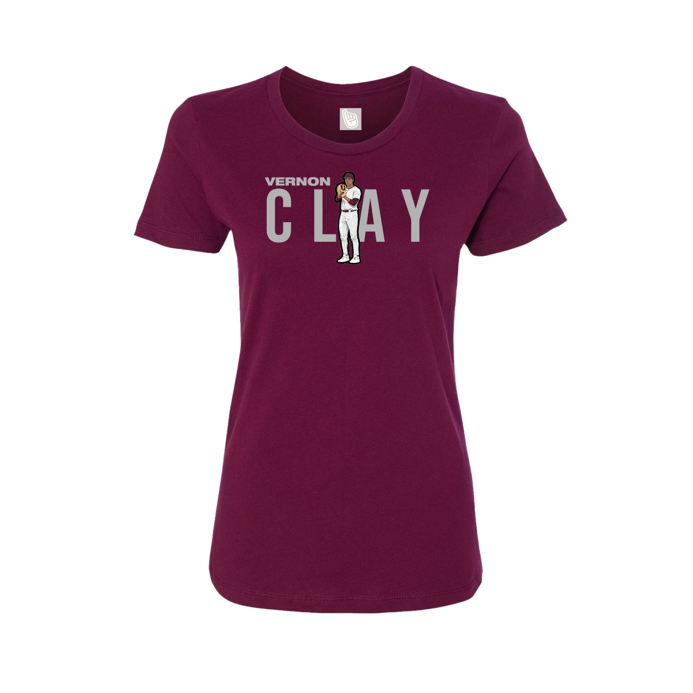 Fitted Women's Tee — Player Name in Maroon