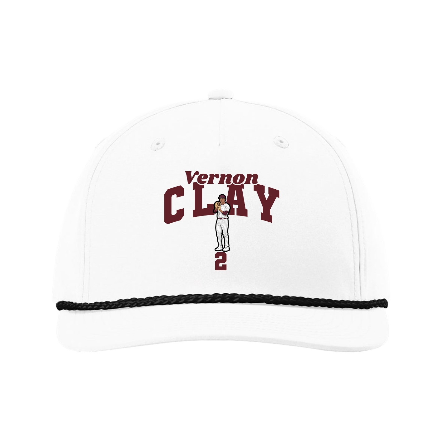 Five-Panel Classic Rope Cap — Signature Arch in White