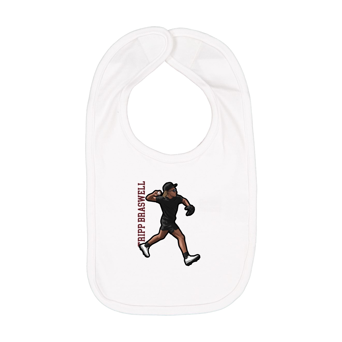 Infant Bib — Name Vertical in White