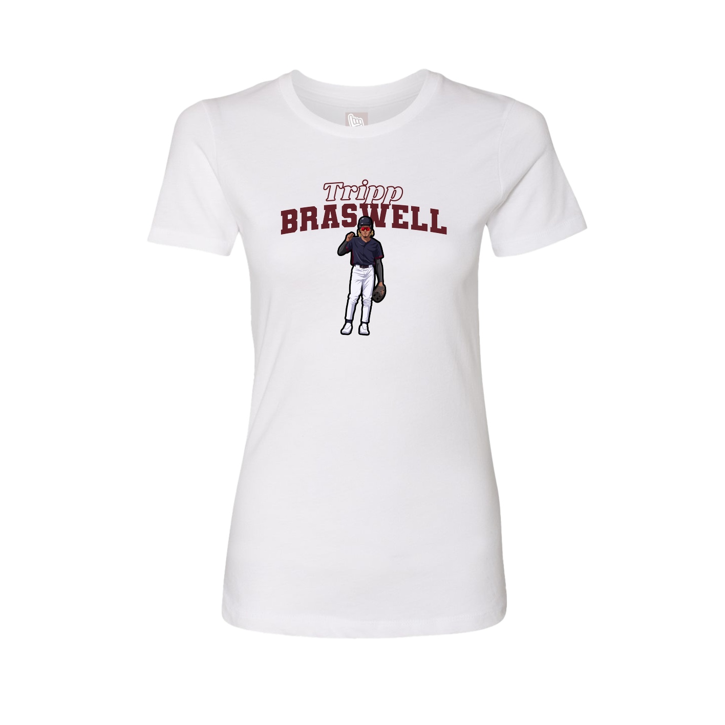 Fitted Women's Tee — Name Arch in White