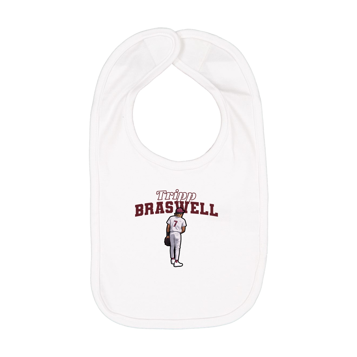 Infant Bib — Name Arch in White