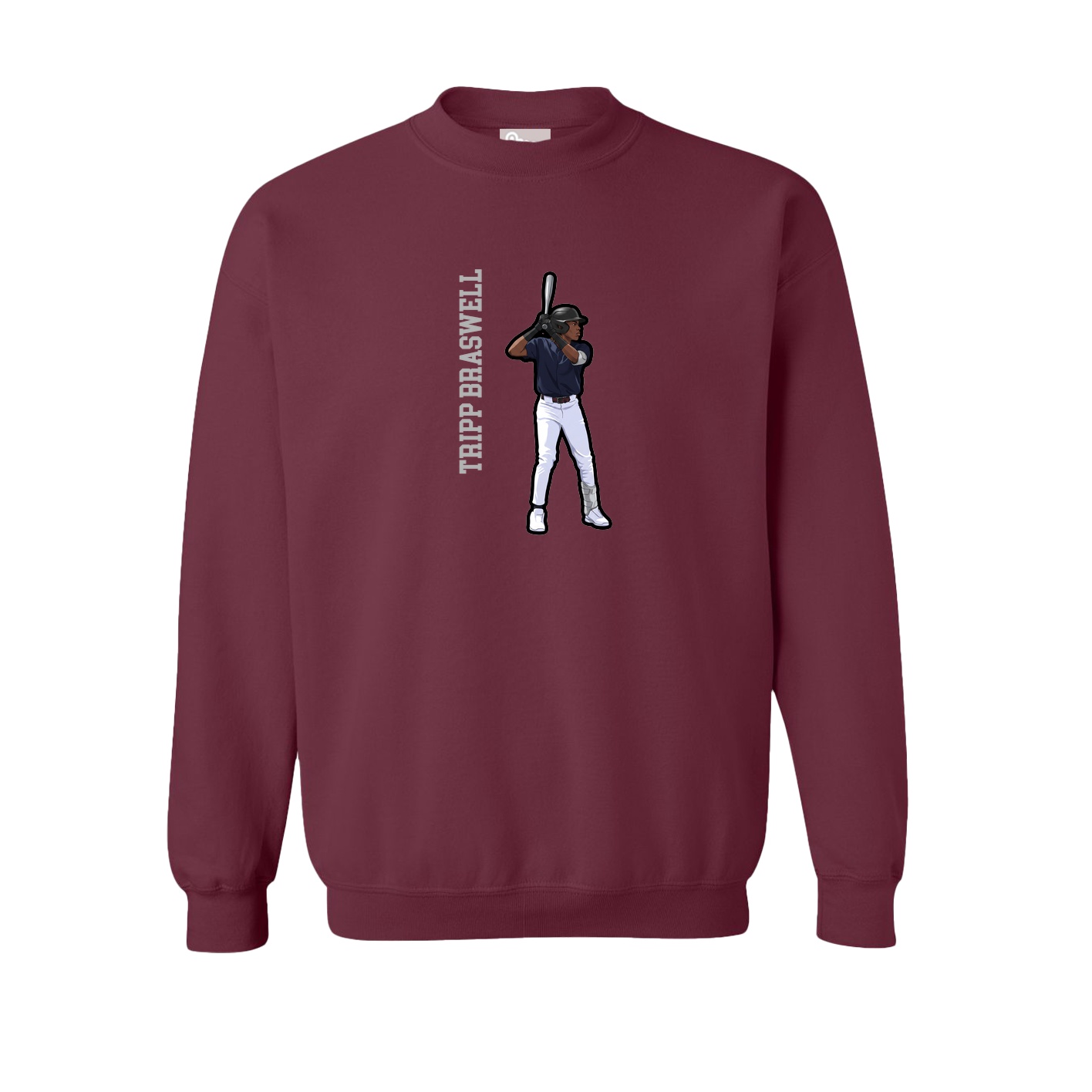 Fleece Crew — Name Vertical in Maroon