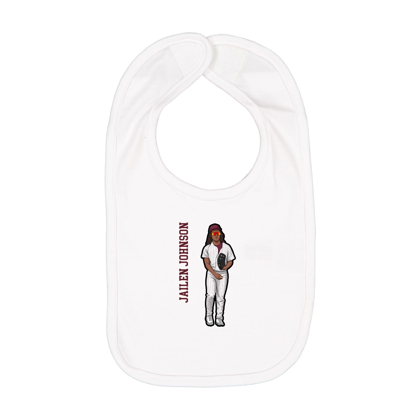 Infant Bib — Name Vertical in White