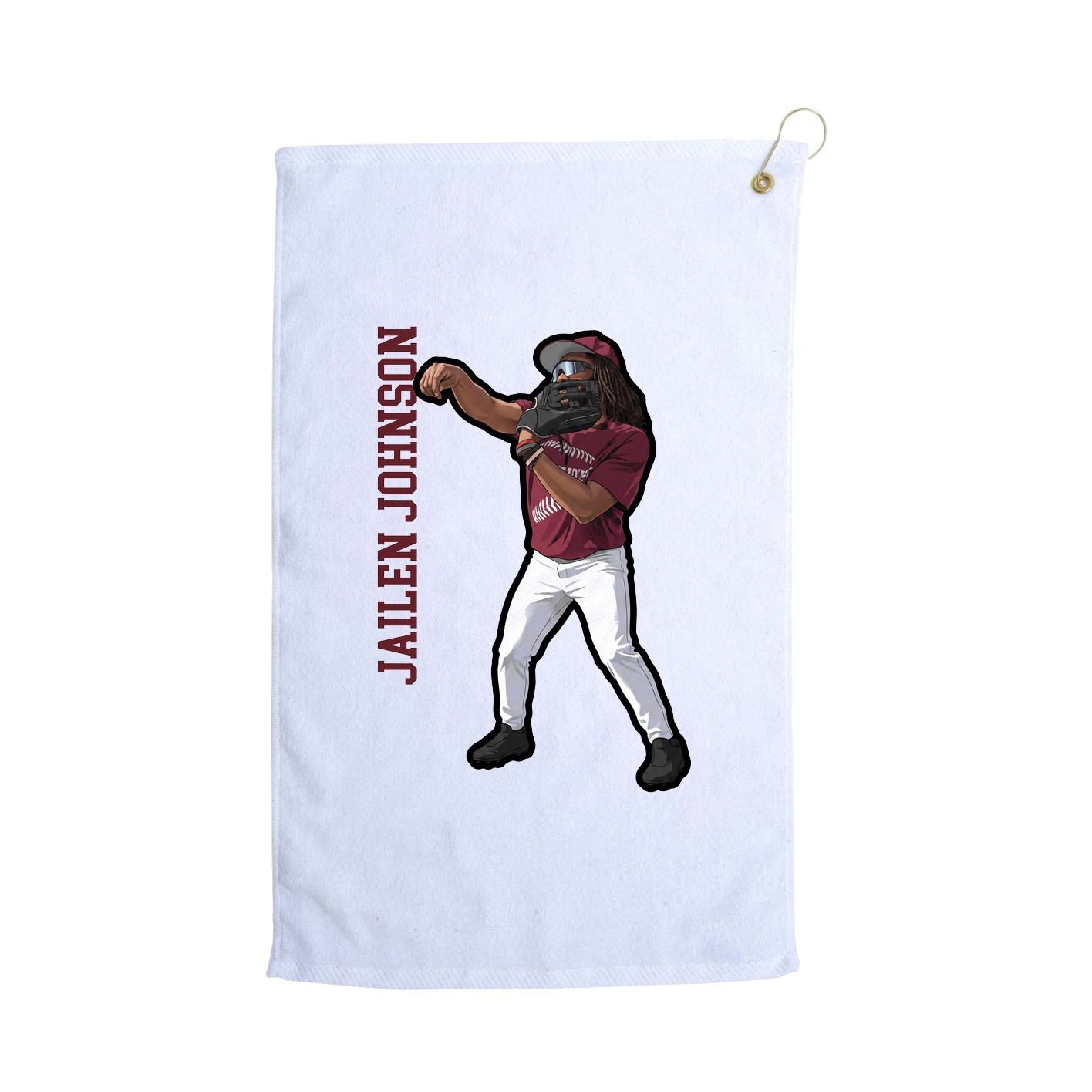 Golf Towel — Name Vertical in White