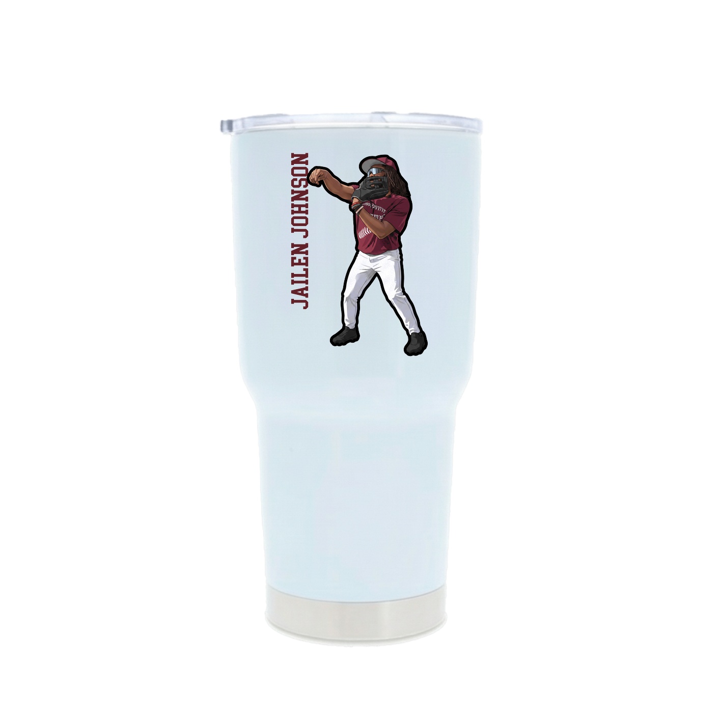 30oz Stainless Steel Tumbler — Name Vertical in White