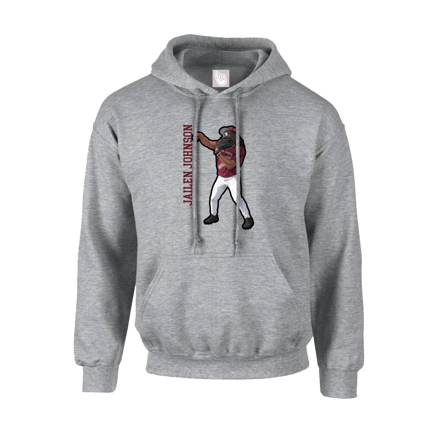 Hoodie — Name Vertical in Grey