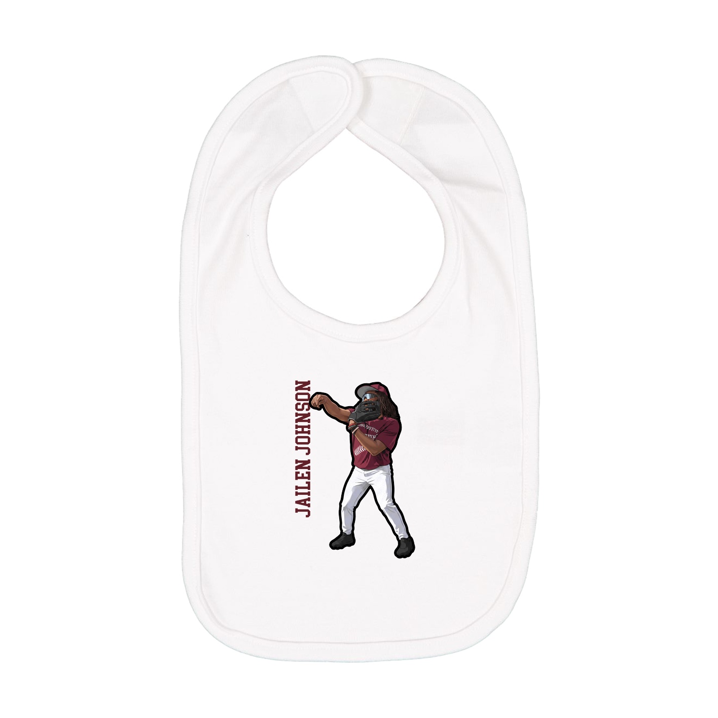 Infant Bib — Name Vertical in White