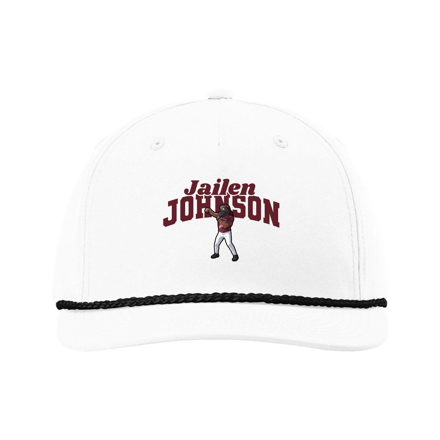 Five-Panel Classic Rope Cap — Signature Arch in White