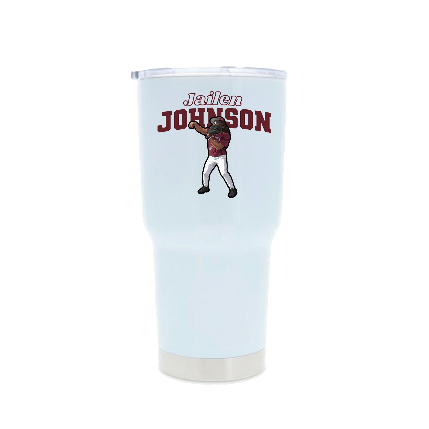 30oz Stainless Steel Tumbler — Name Arch in White