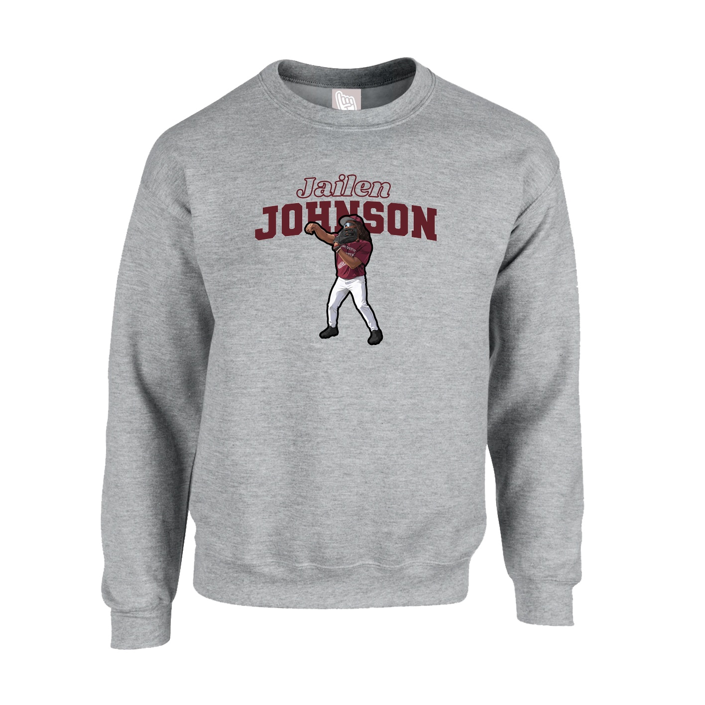 Fleece Crew — Name Arch in Grey