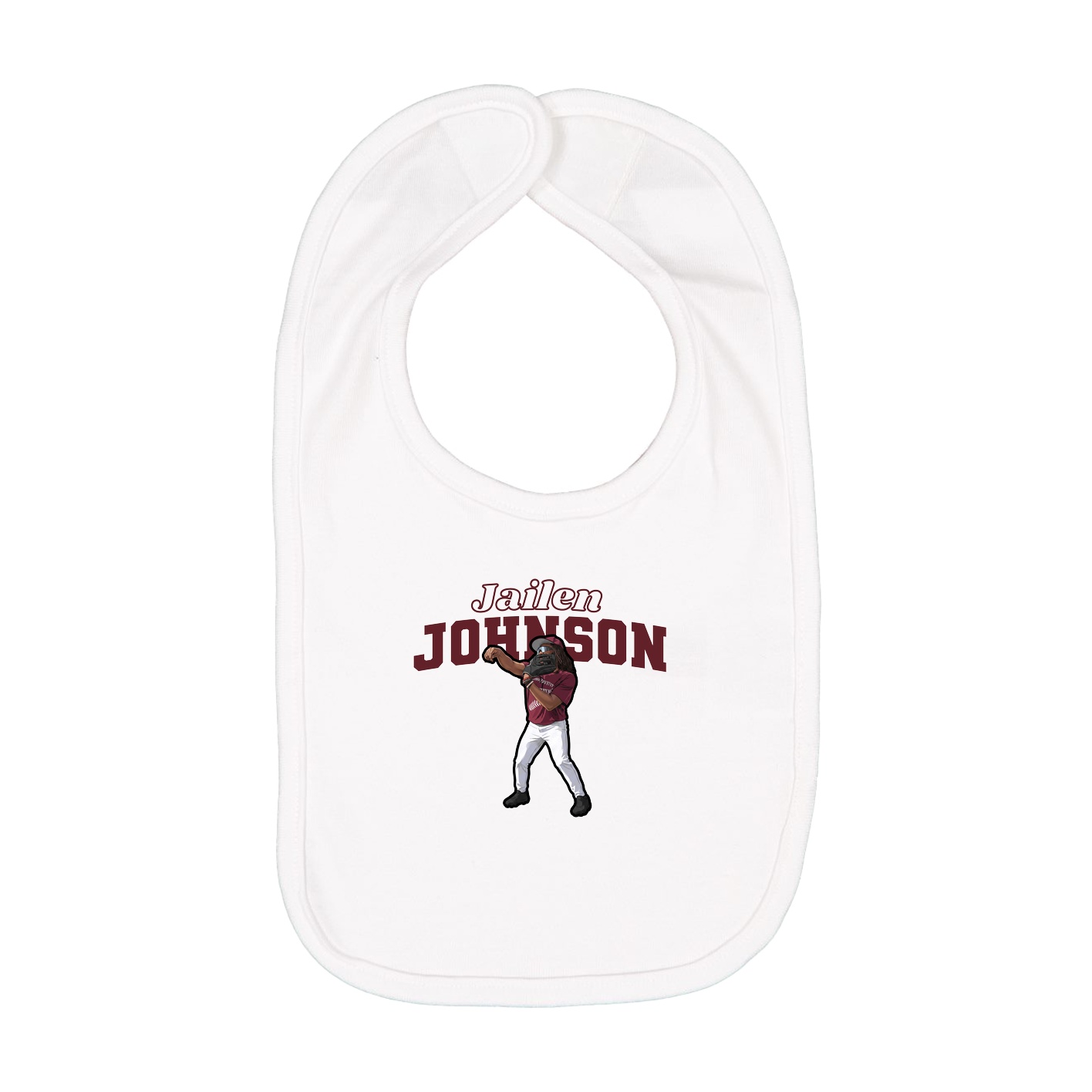 Infant Bib — Name Arch in White