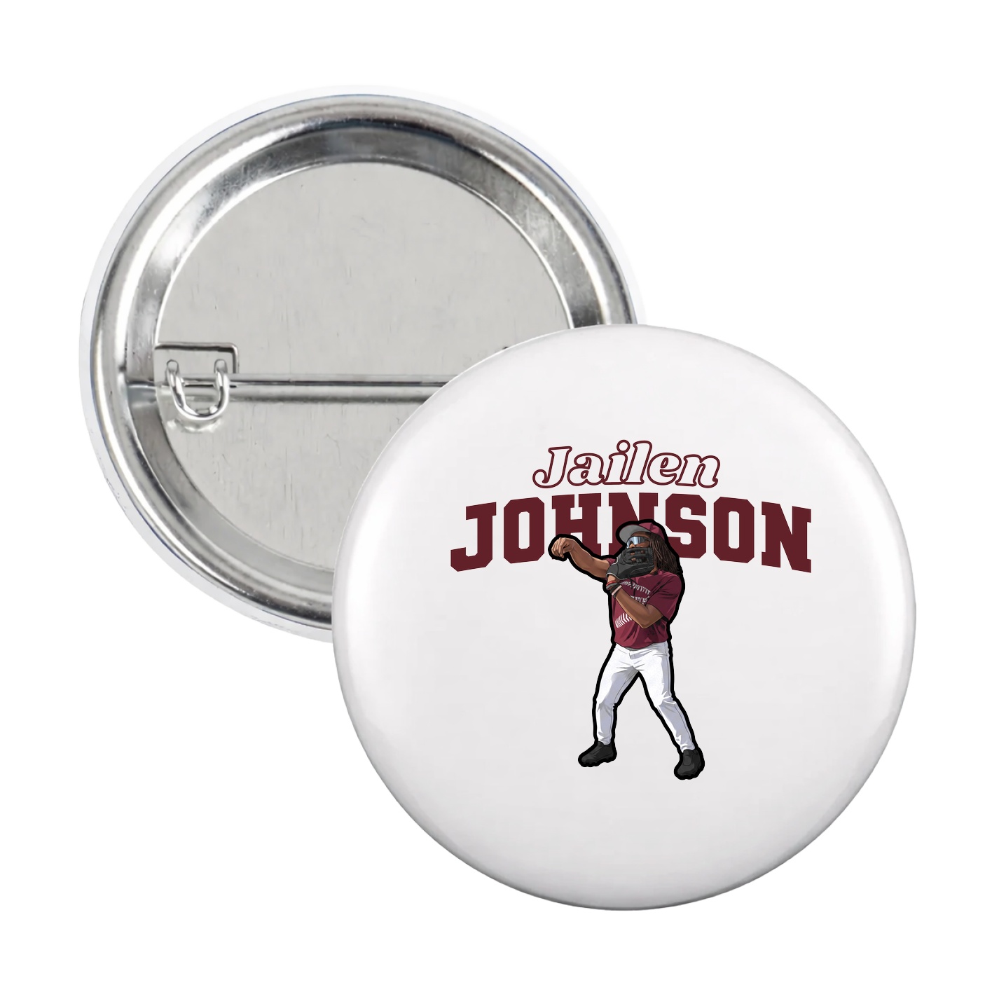 Game Day Button — Name Arch in White