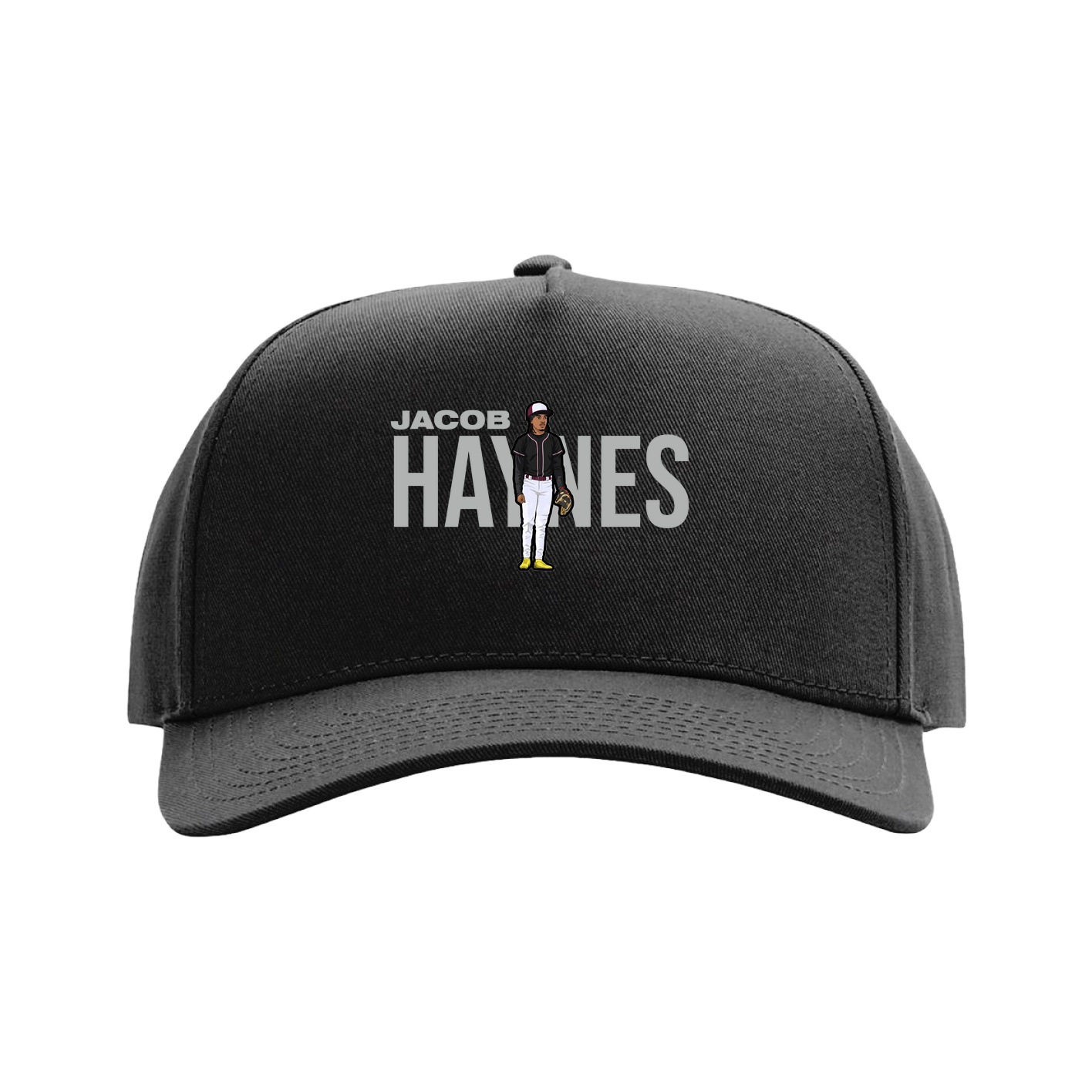 Full Fabric Five-Panel Champ Cap — Player Name in Black