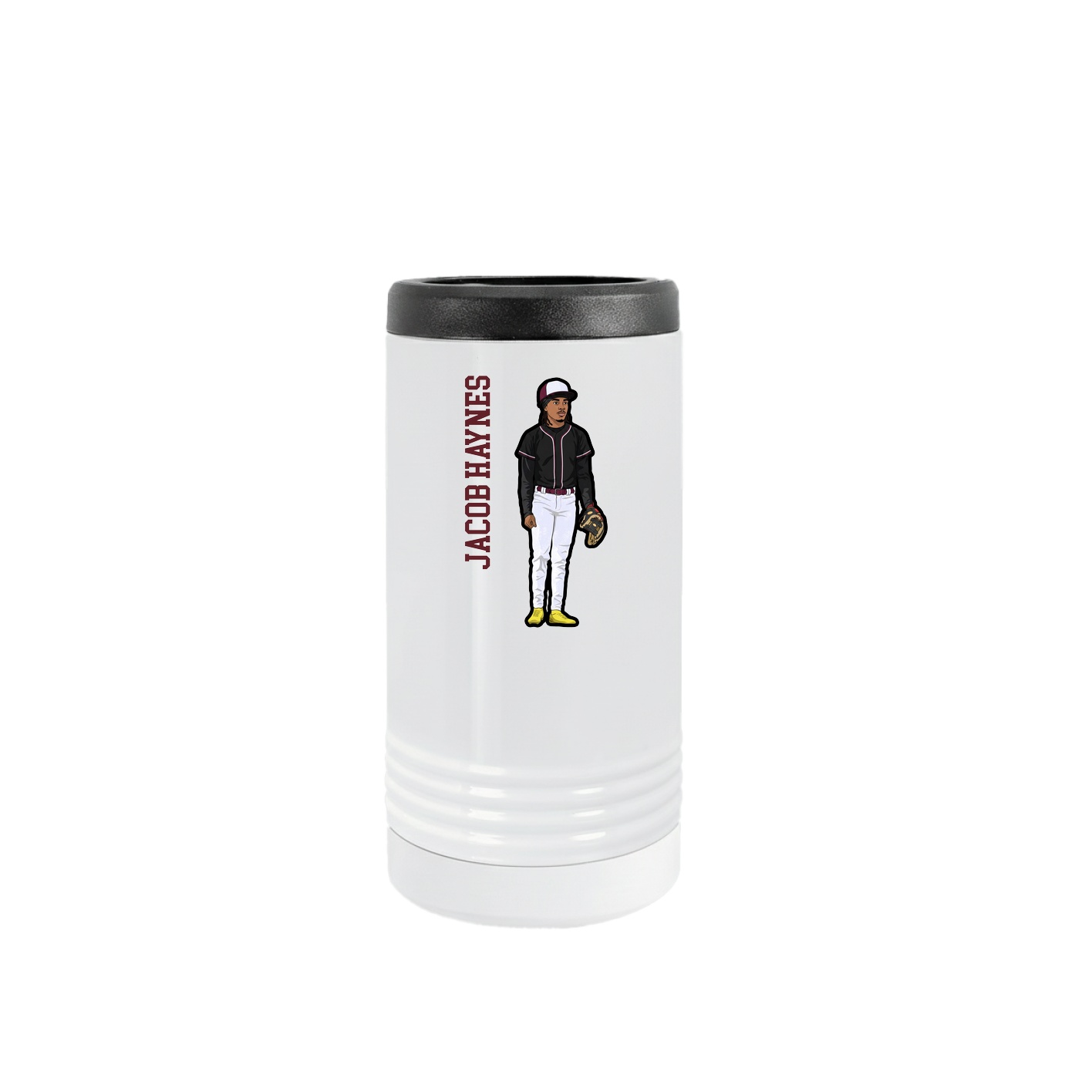 Slim Beverage Holder — Name Vertical in White